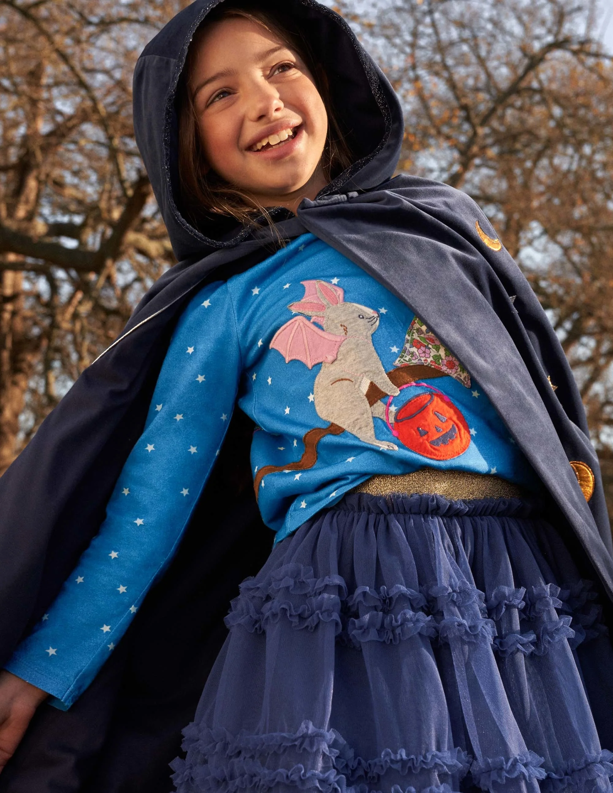 Front & Back Halloween Top-Bright Marina Blue Stars - Image 4