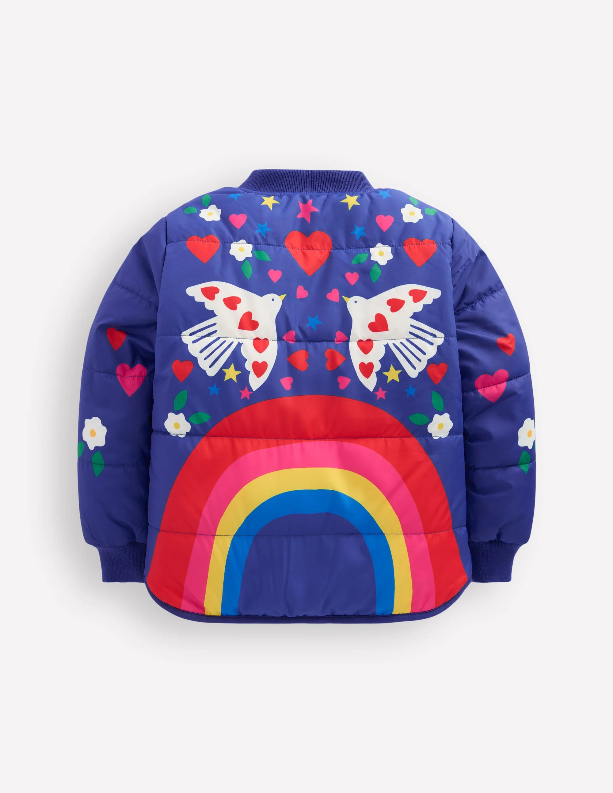 Fun Bomber Jacket-Navy Placement Rainbow Print - Image 5