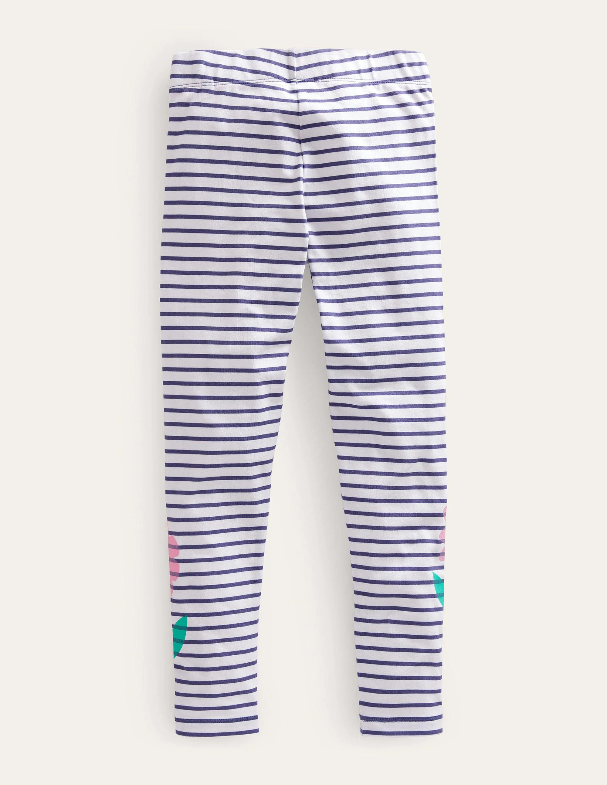 Fun Leggings-Vanilla Pod/Navy Flowers - Image 2