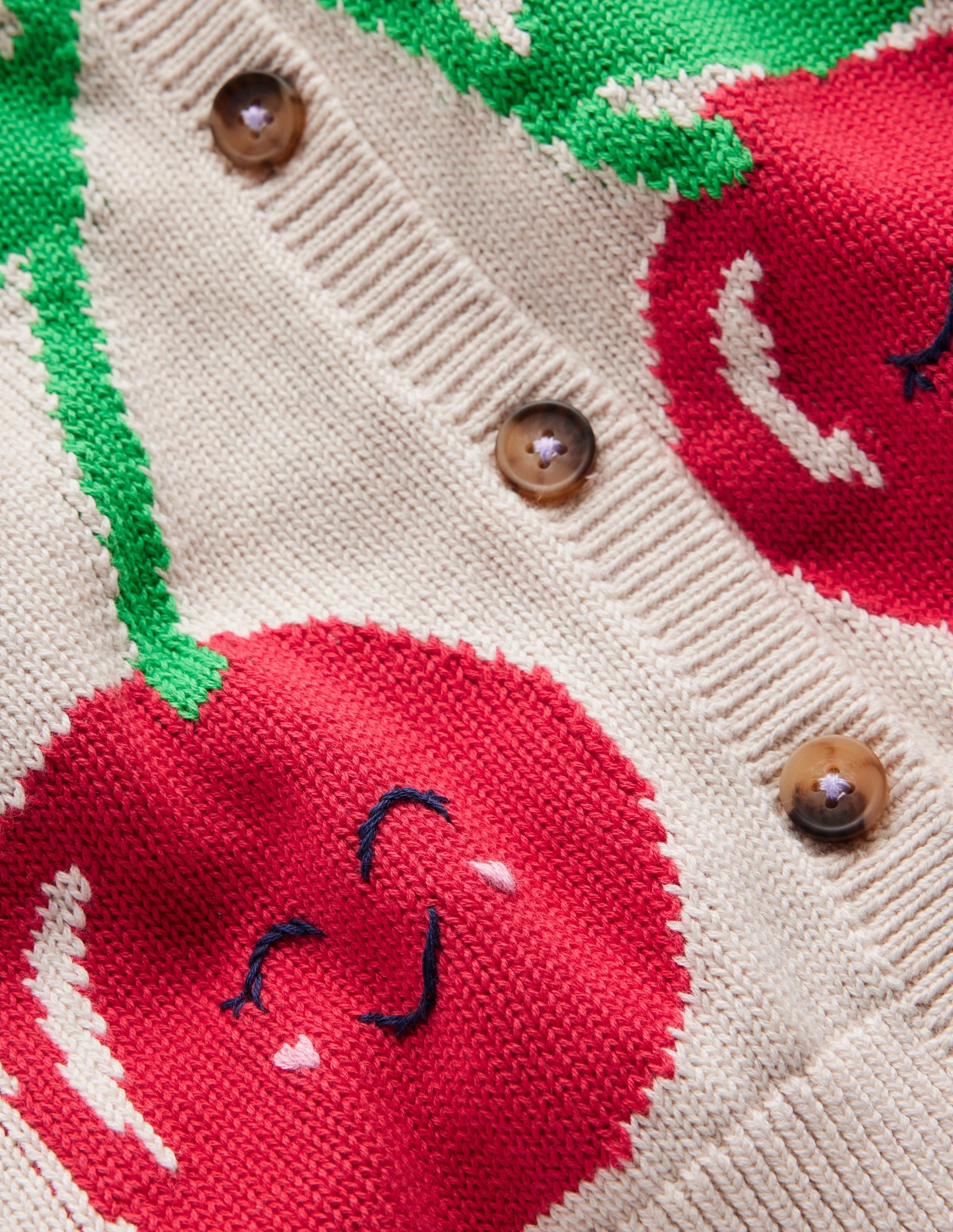 Fun Logo Cardigan-Ecru Marl Cherry - Image 3