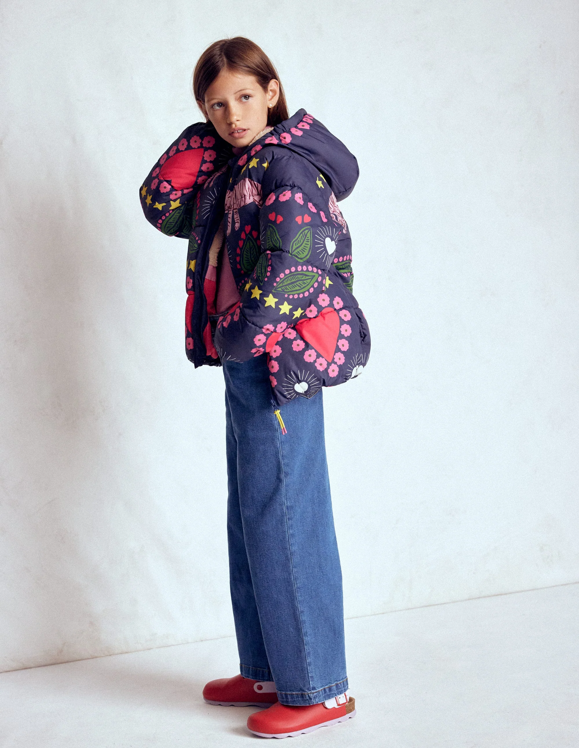 Fun Padded Coat-College Navy Tiger Stripe