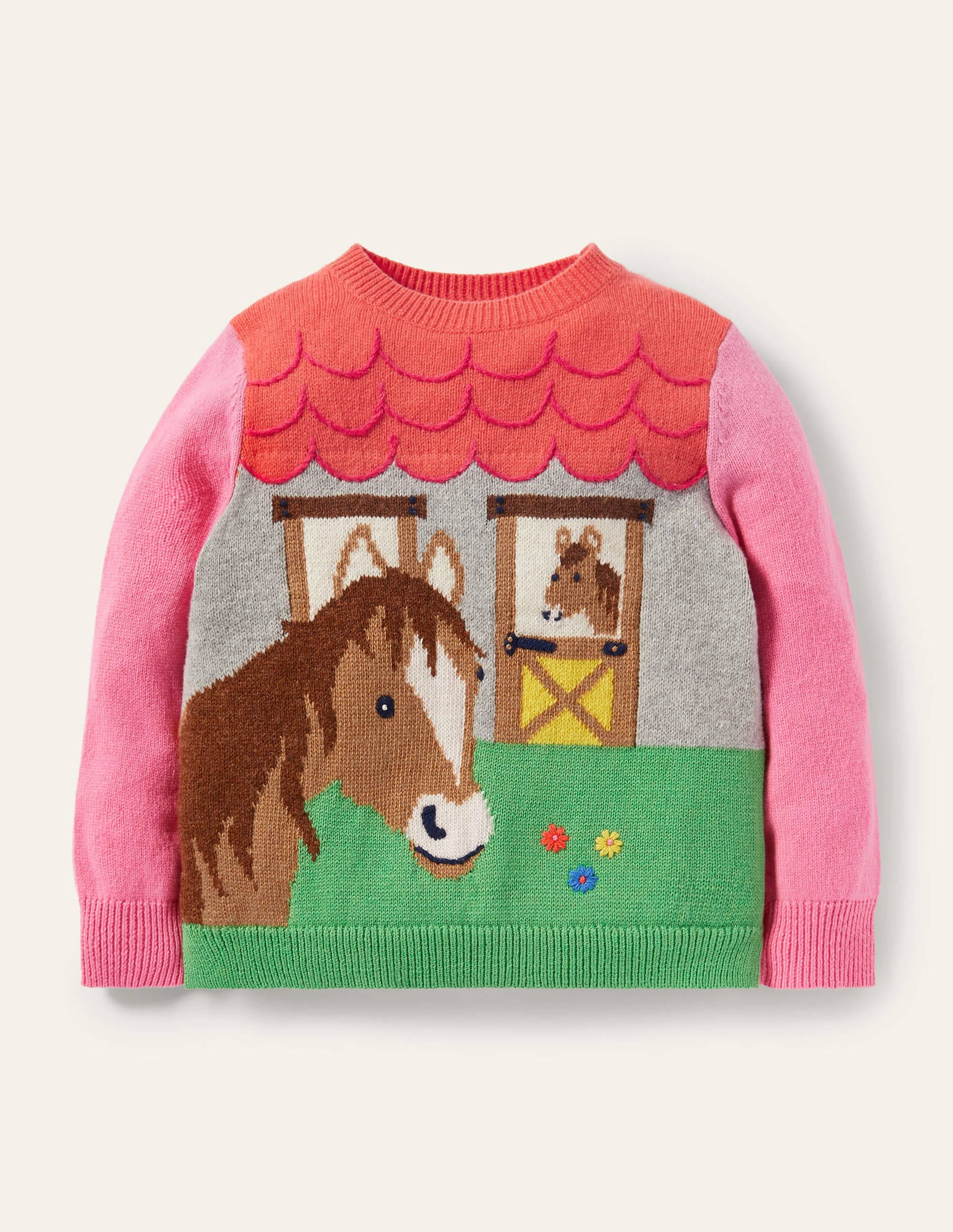 Fun Sweater-Pink Horse Stable