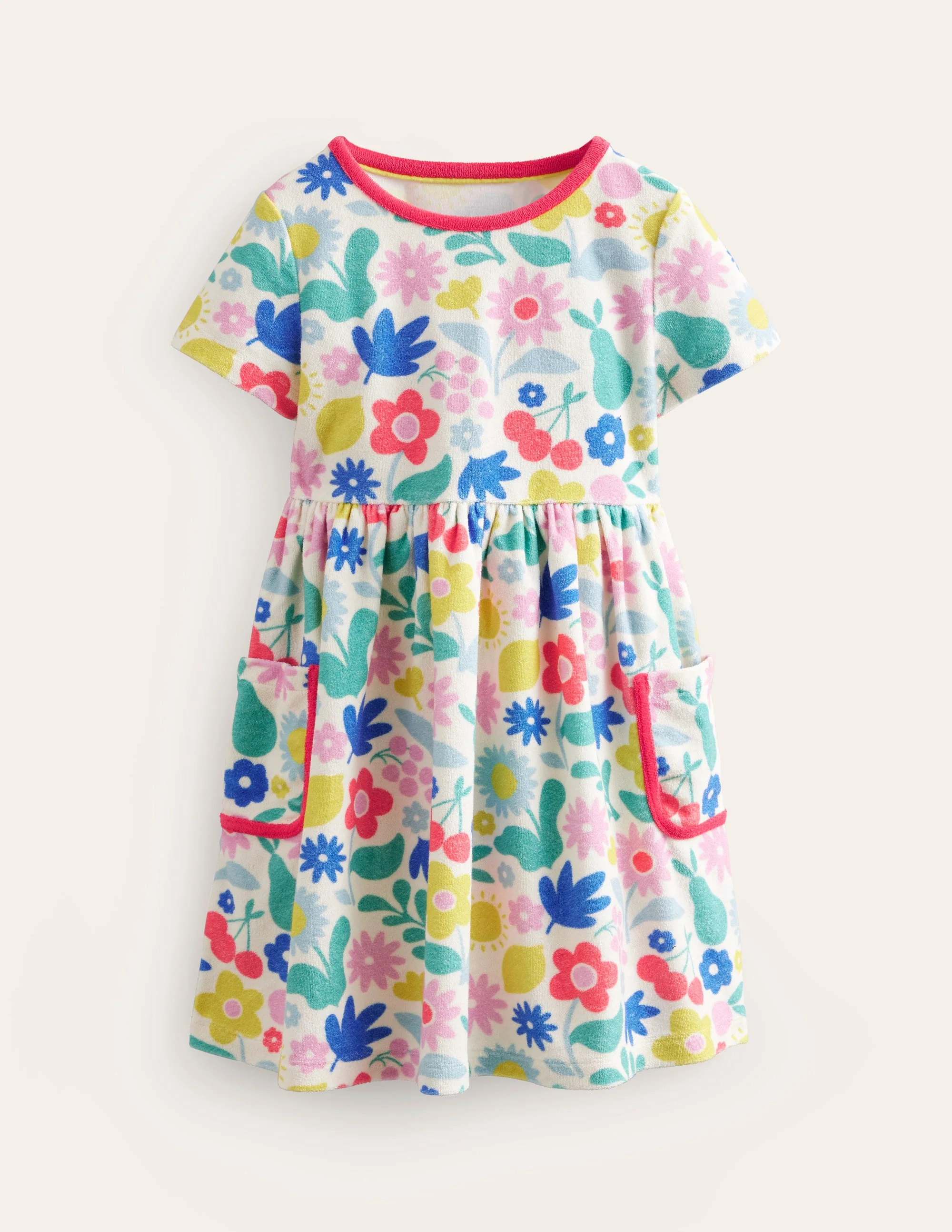 Fun Towelling Dress-Multi Holiday Stencil