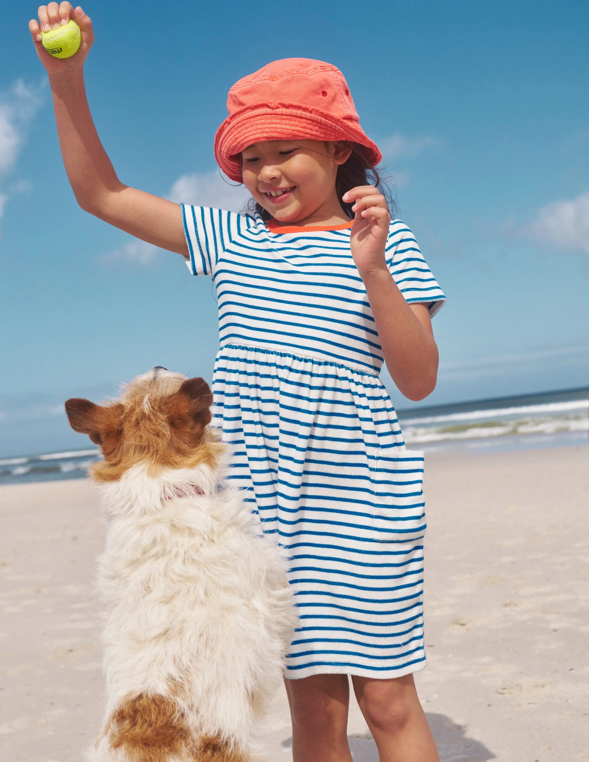 Fun Towelling Dress-Sapphire Blue/Vanilla Pod - Image 4