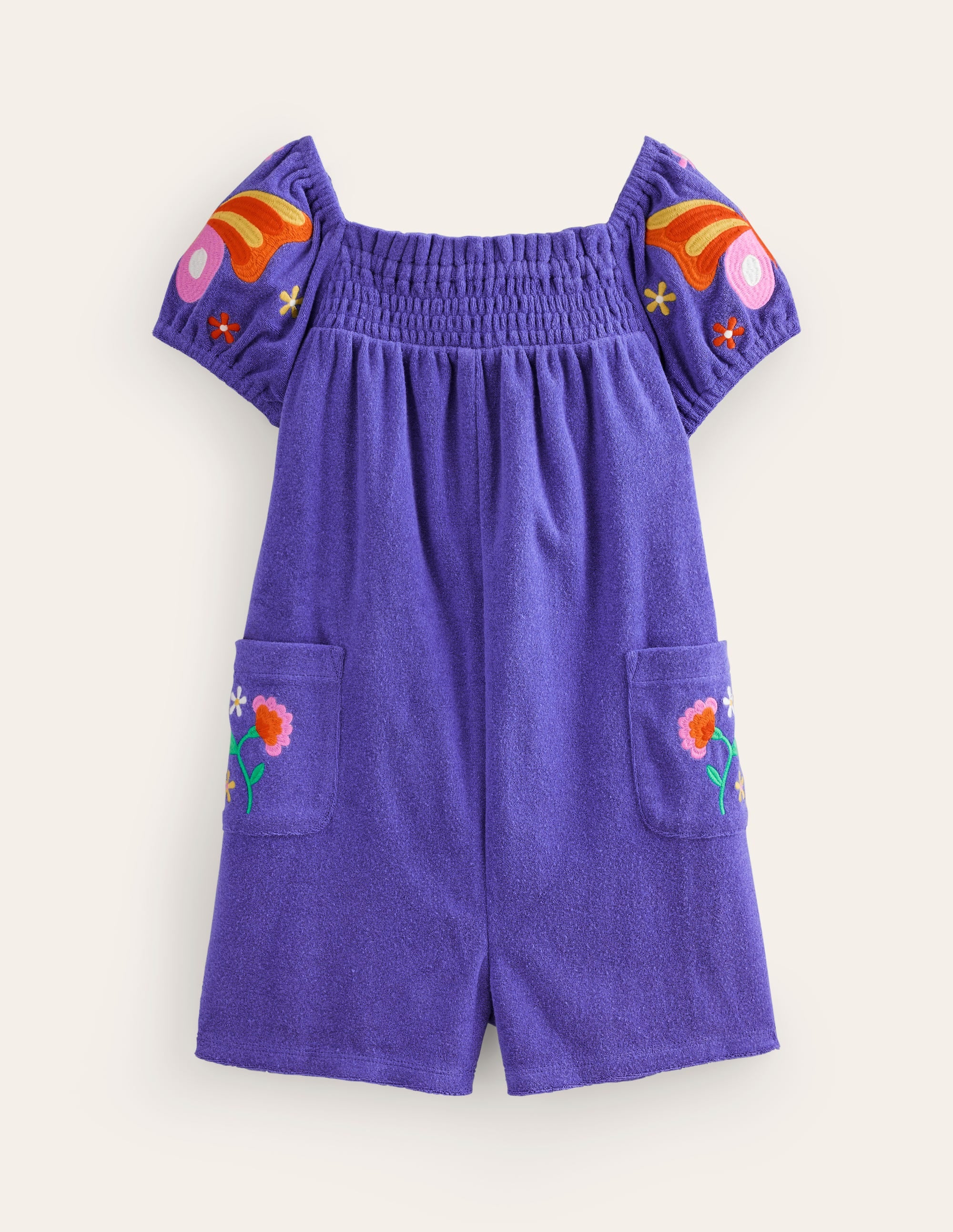 Fun Towelling Romper-Wisteria Blue