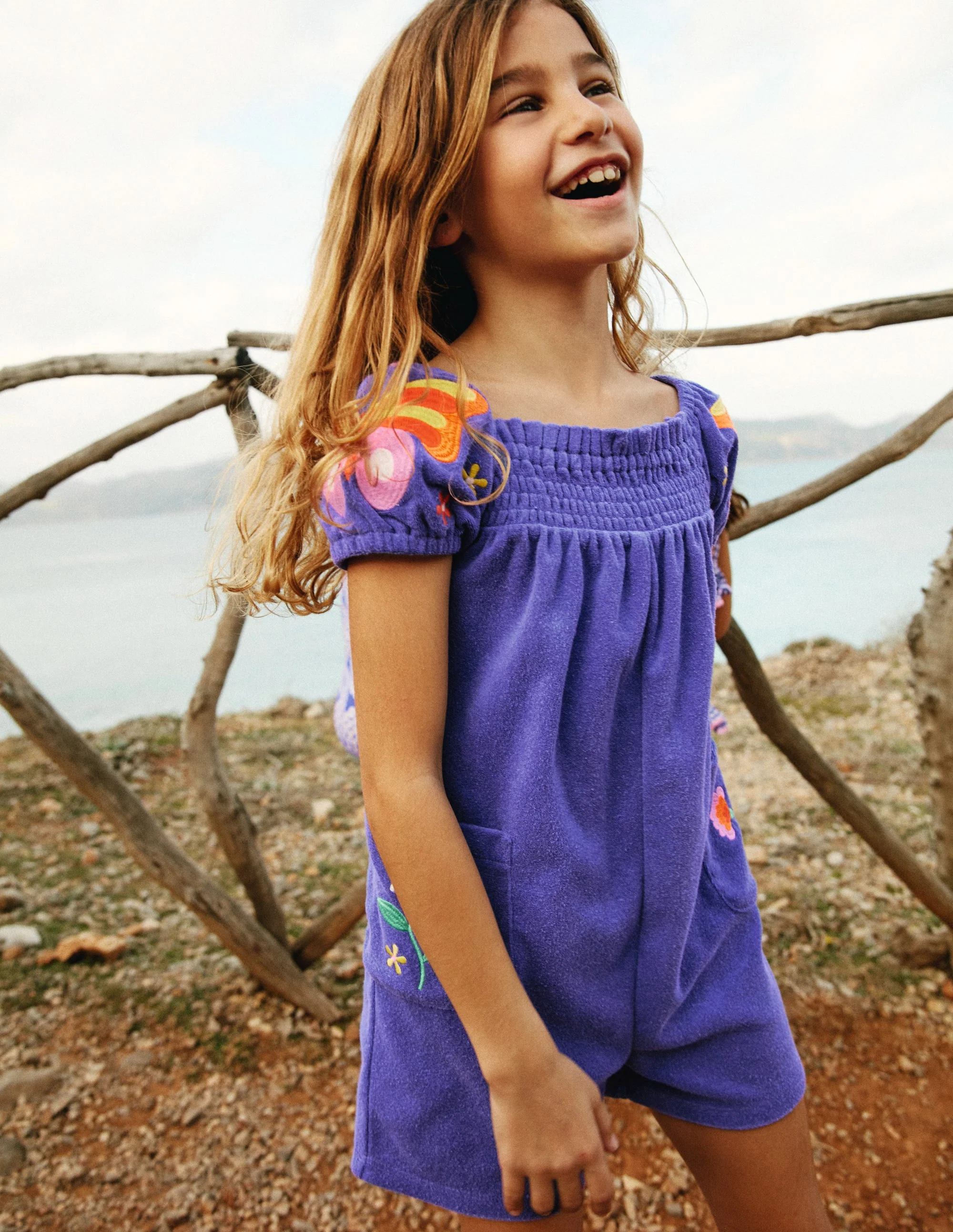 Fun Towelling Romper-Wisteria Blue - Image 4