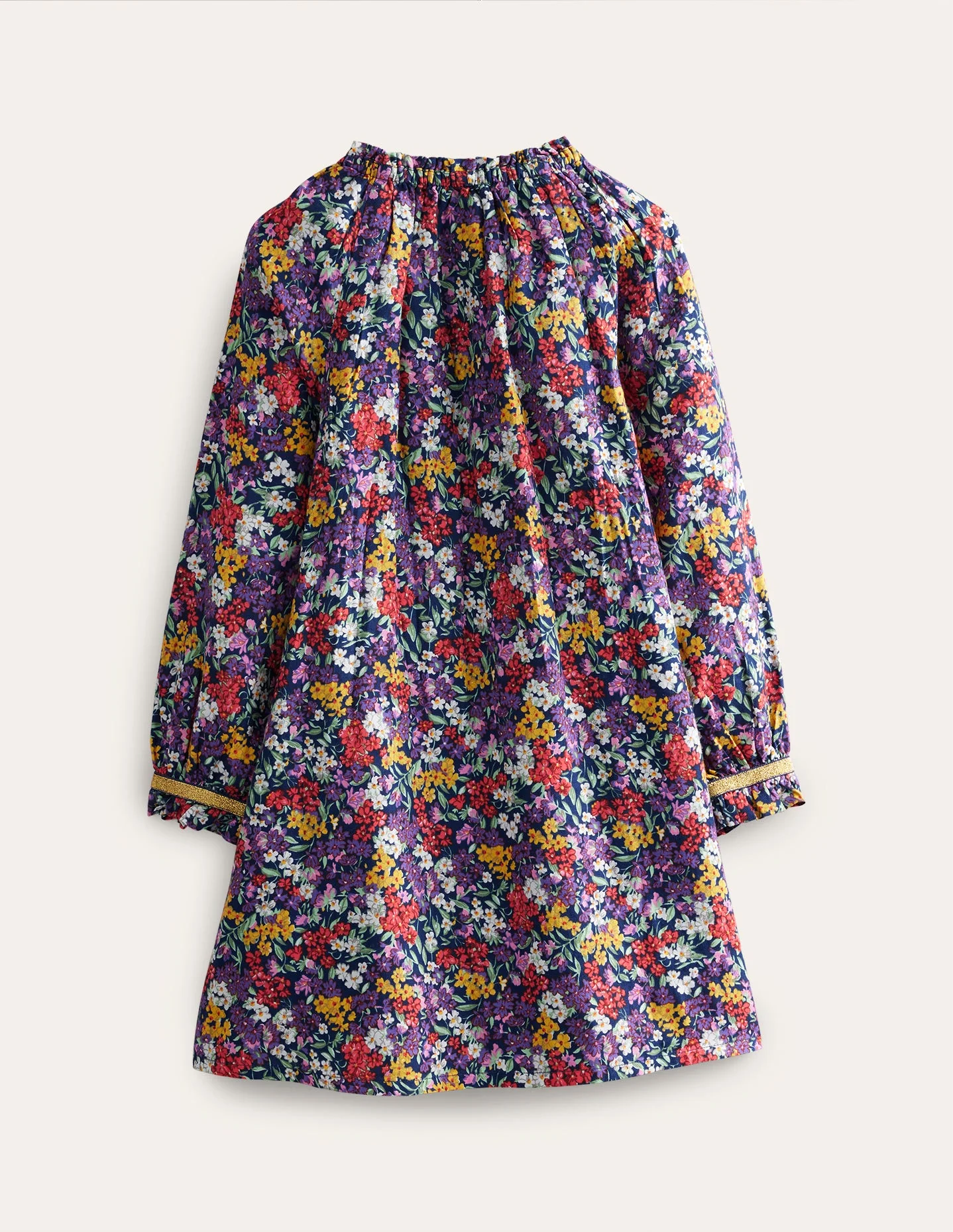 Gathered Neck woven dress-Multi Bloom - Image 2