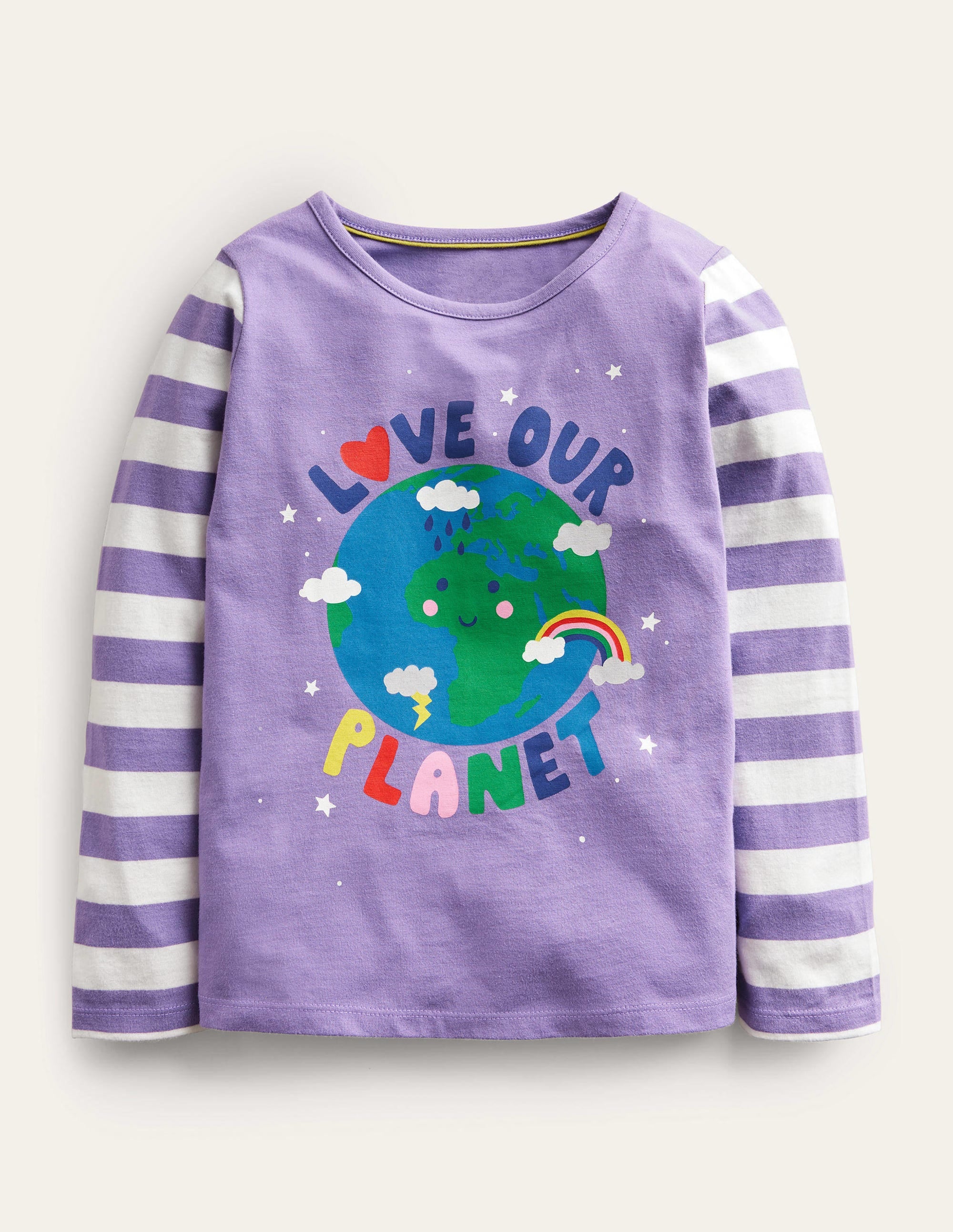 Graphic Rainbow T-shirt-Purple Love Our Planet