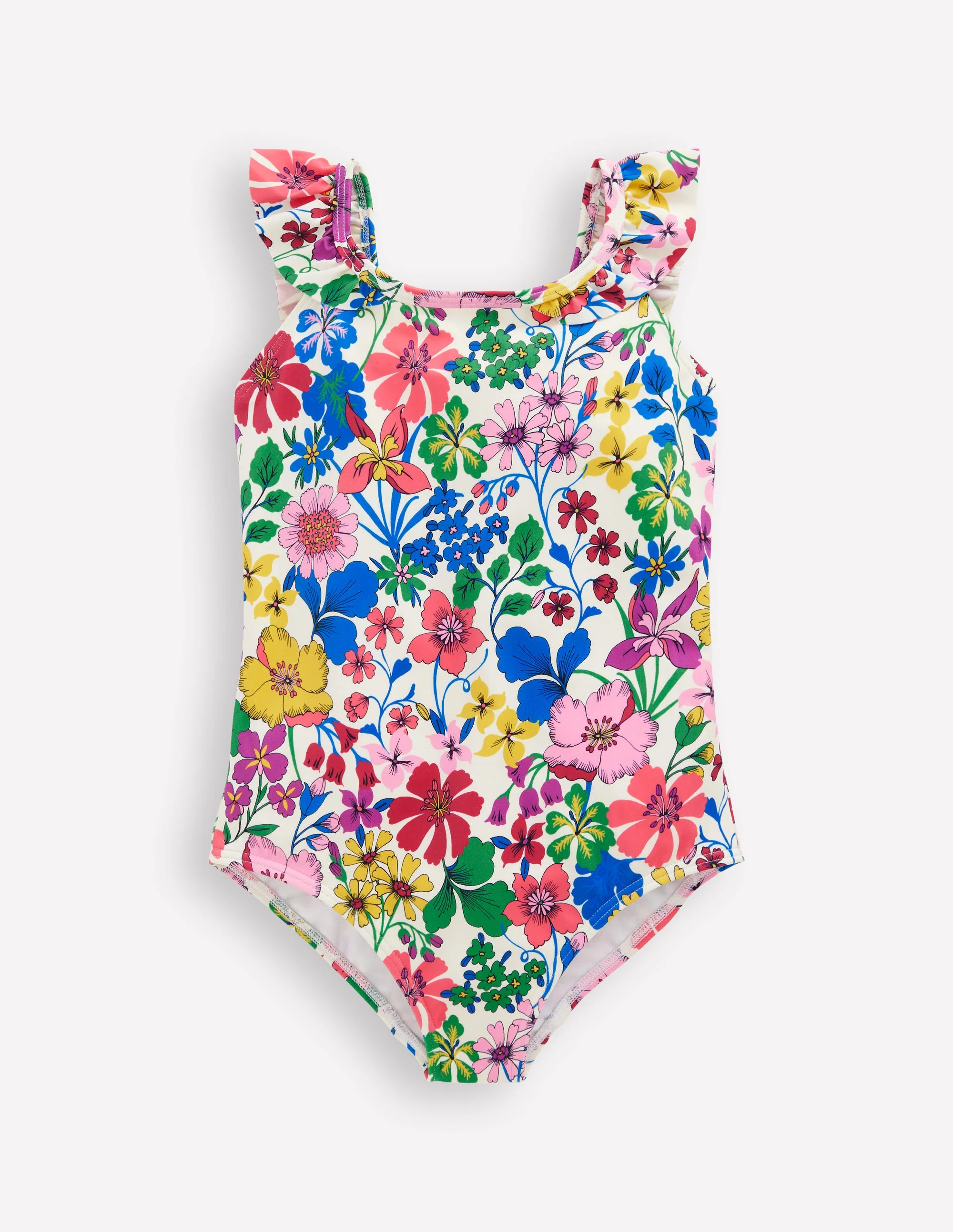 Hallie Frill Strap Swimsuit-Multi Rainbow Floral