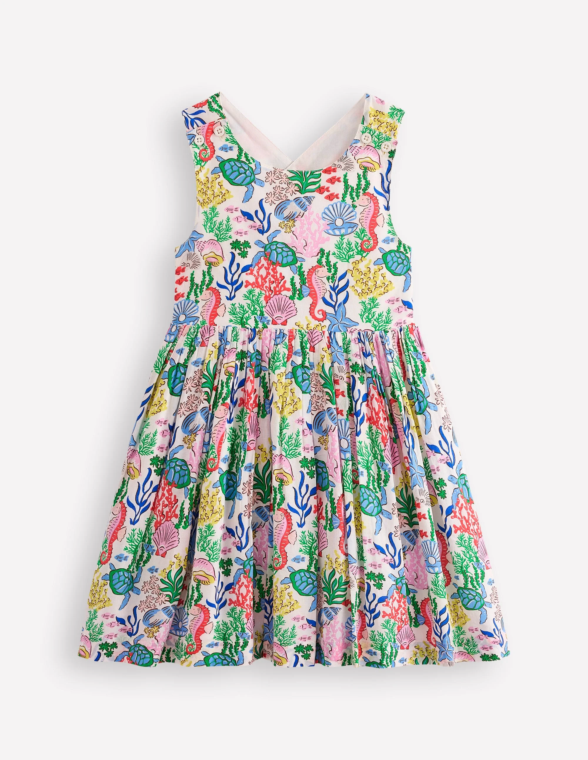 Harper Cross-Back Dress-Multi Coral Cove