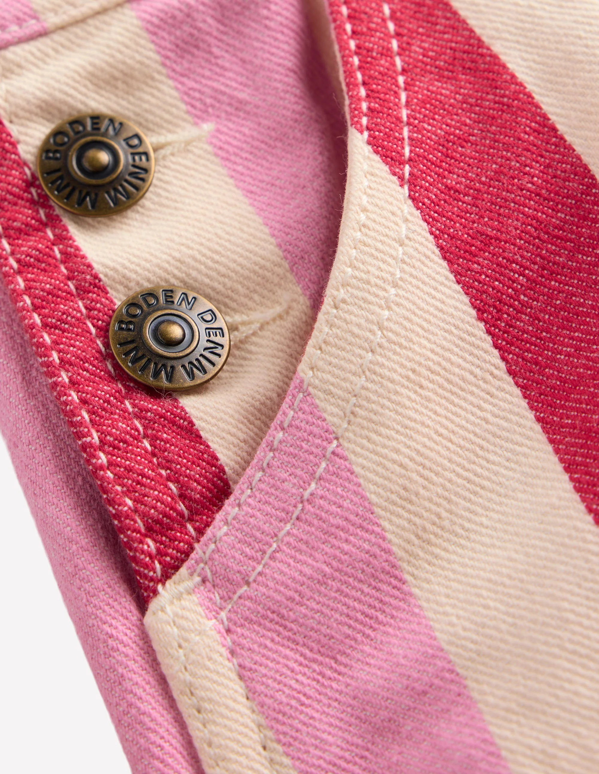 Heart Pocket Short Overalls-Pink and Red Stripe - Image 3