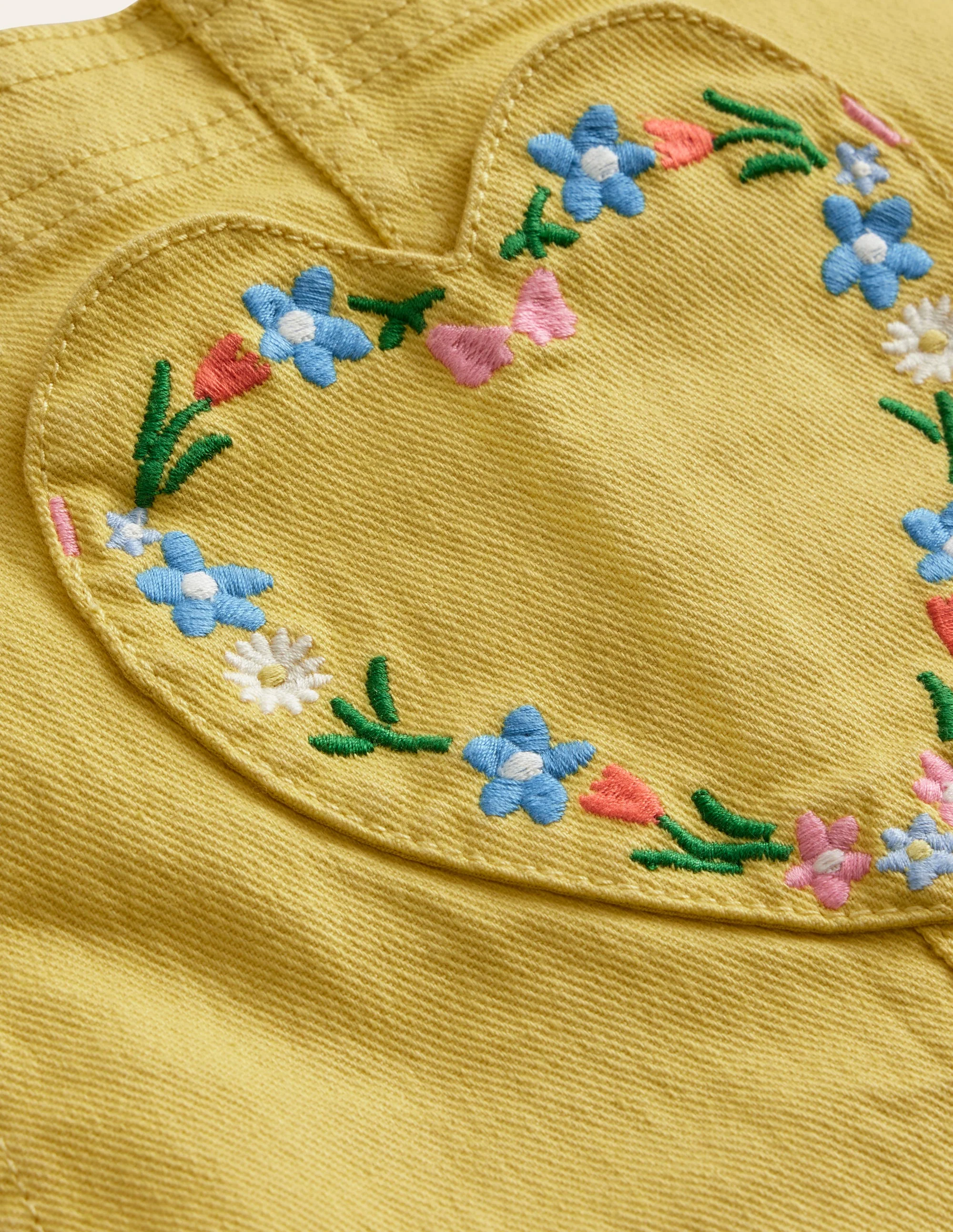 Heart Pocket Short Overalls-Spring Yellow - Image 3