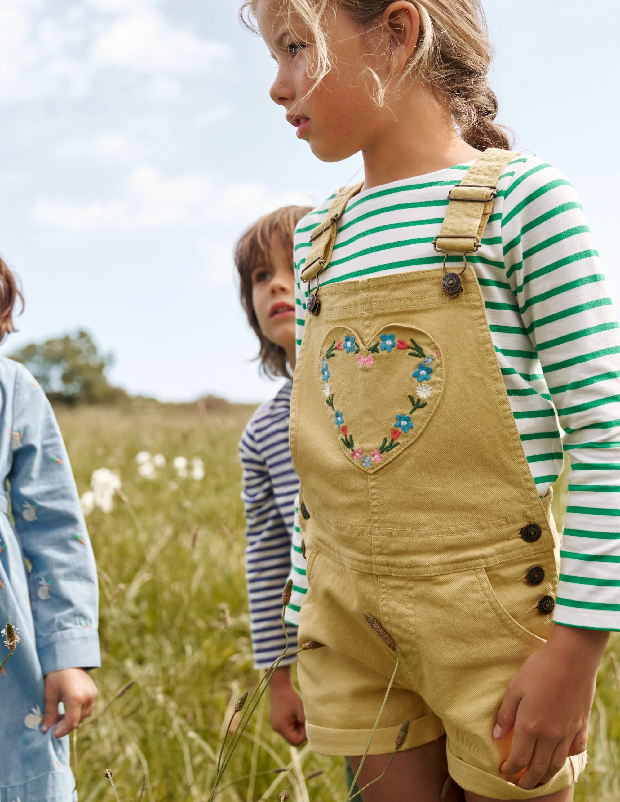 Heart Pocket Short Overalls-Spring Yellow - Image 4