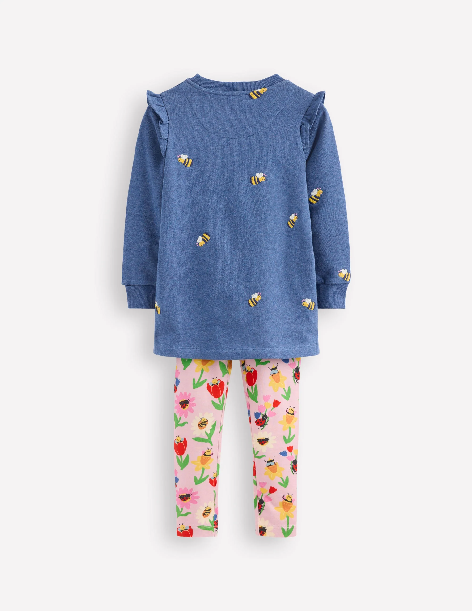 Heart Pocket Tunic Set-Blue Marl Bees - Image 2