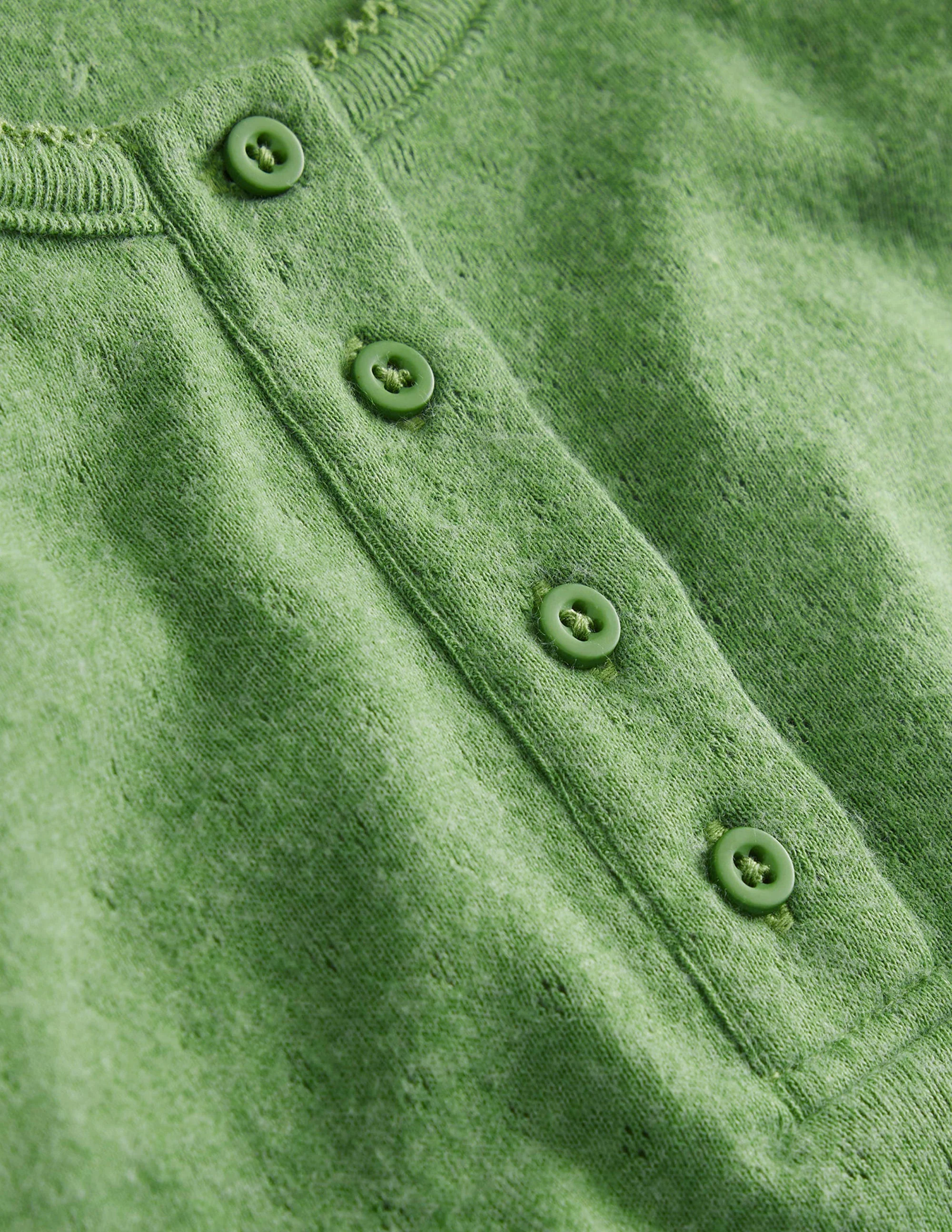 Henley Pointelle Top-English Ivy Green - Image 3