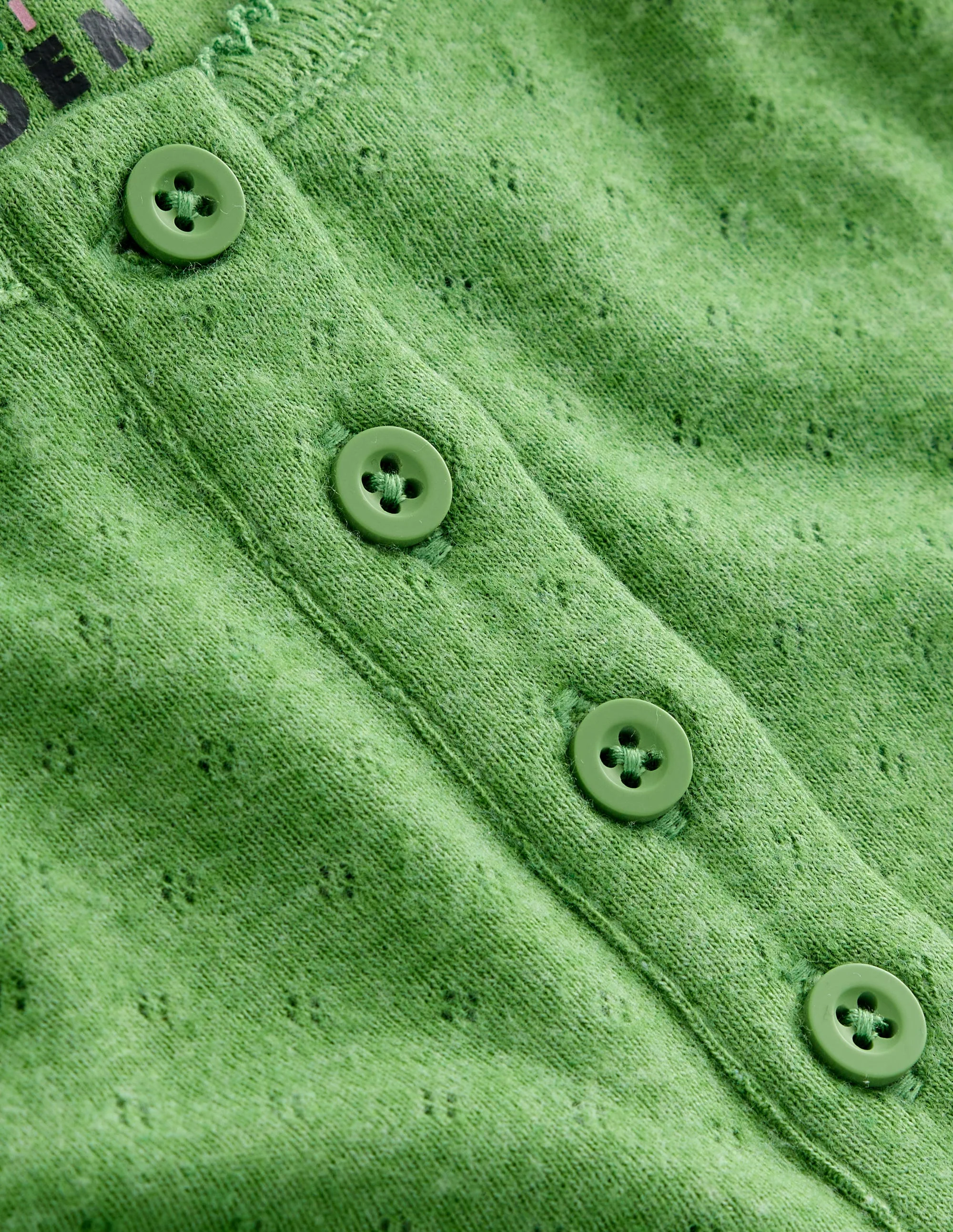 Henley Pointelle Top-Iguana Green - Image 3
