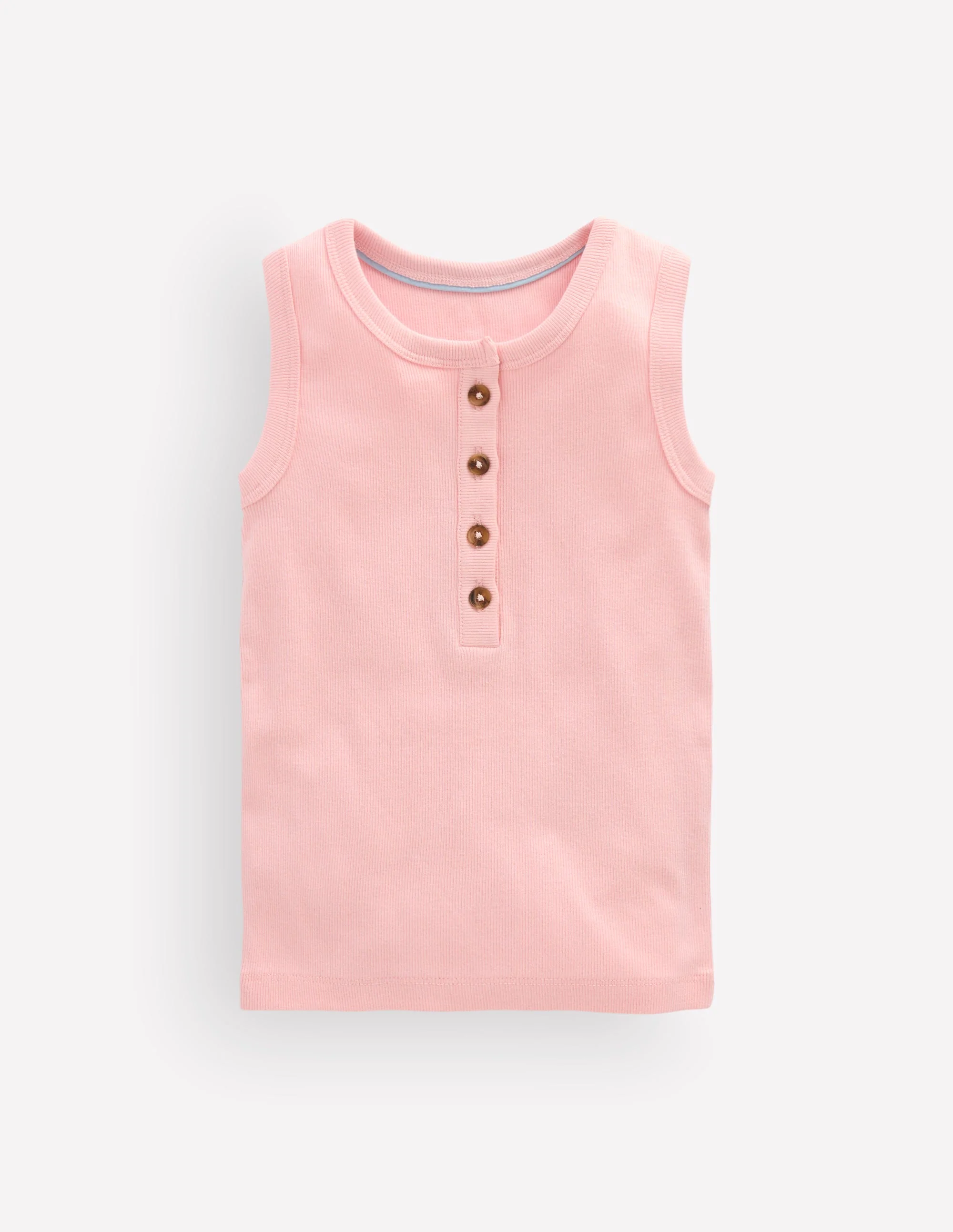 Henley Ribbed Tank-Chalk Pink