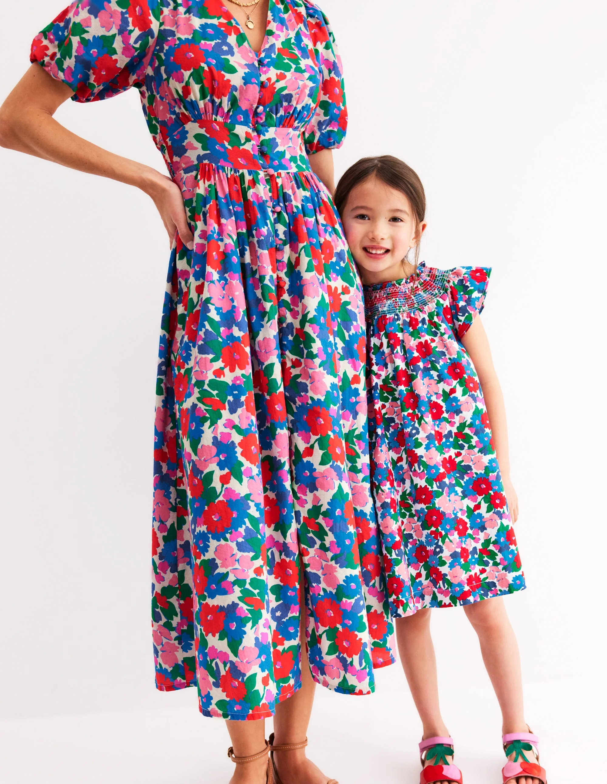 Holiday Smocked Dress-Multi Floral - Image 5