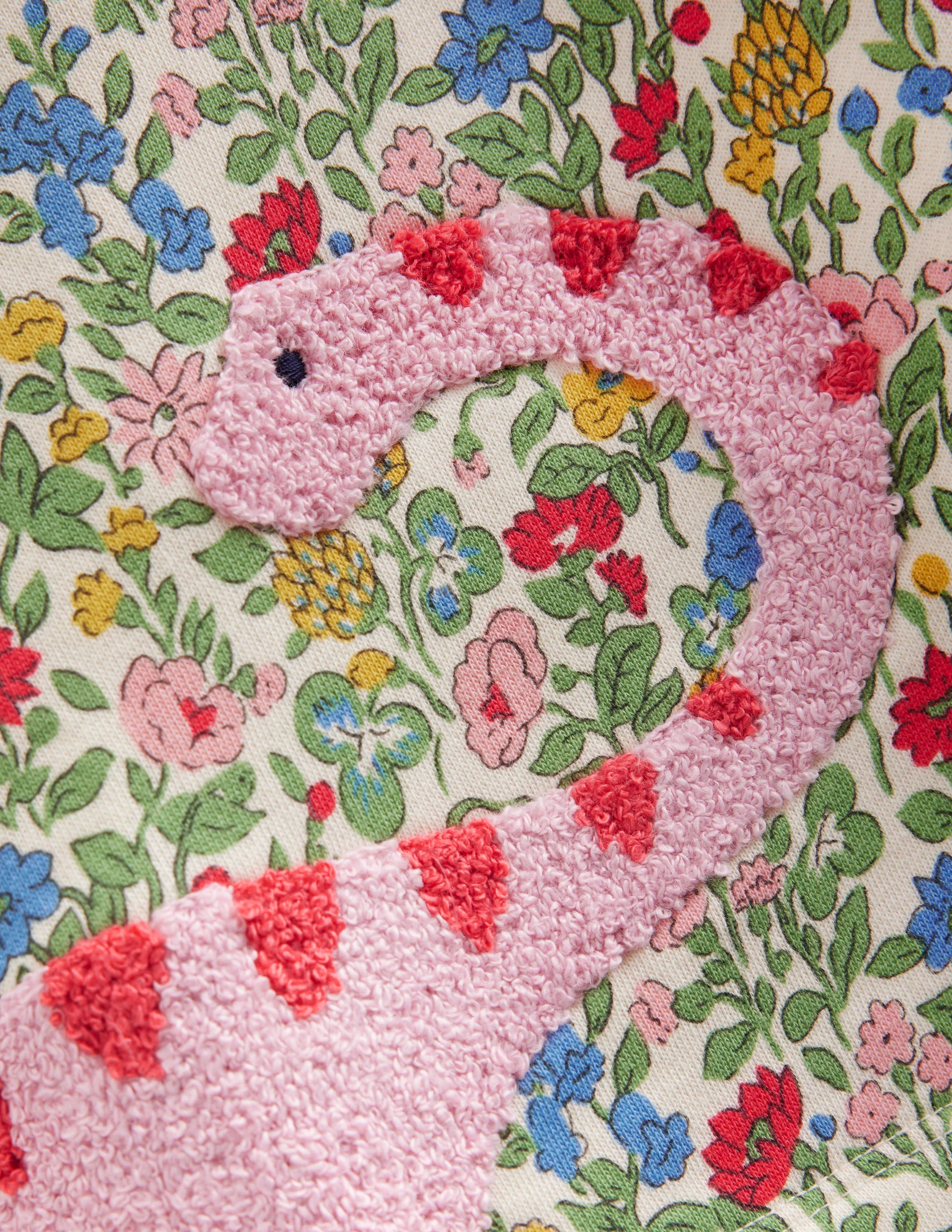 Ida Sweatshirt Appliqué Dress-Multi Meadow Floral Dinosaurs - Image 3