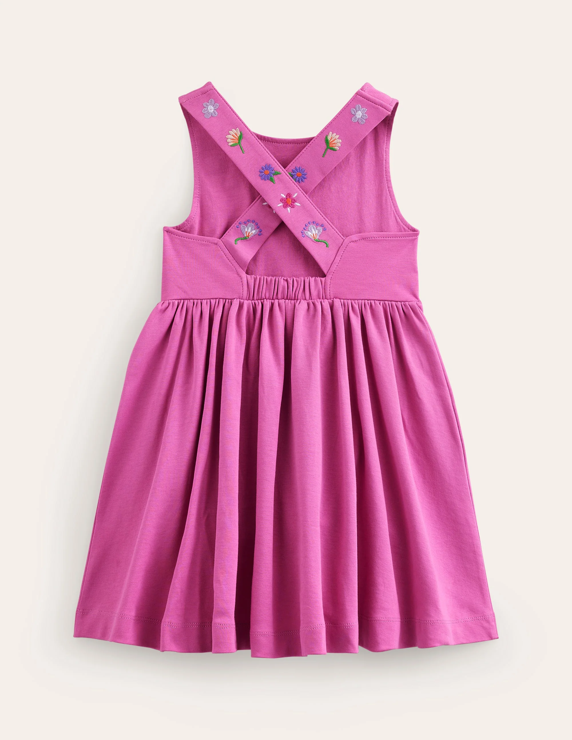 Jersey Cross-back Dress-Salmon Pink Embroidery - Image 2