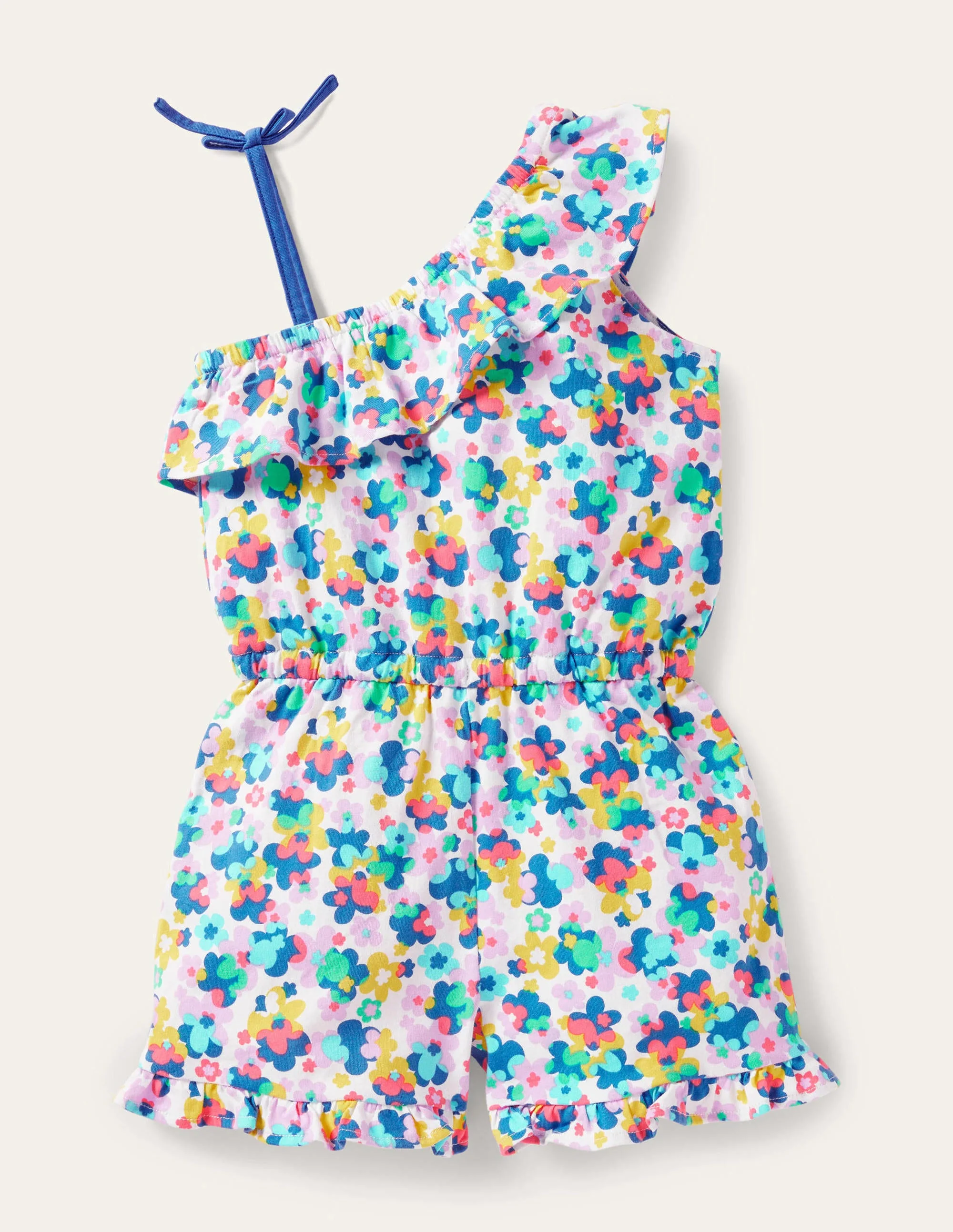 Jersey One Shoulder Romper-Multi Happy Ditsy Floral - Image 2