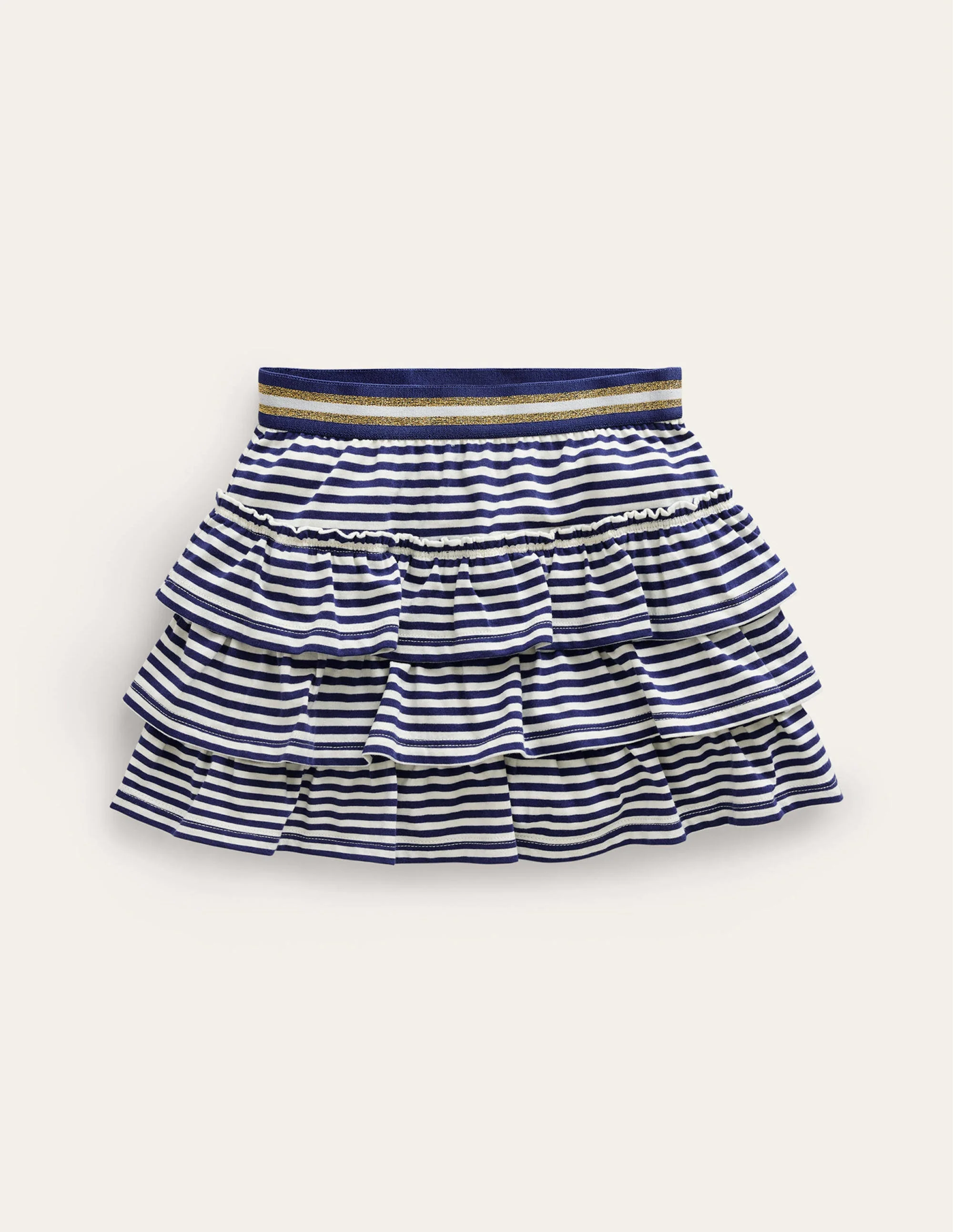 Jersey Ruffle Skort-College Navy/Ivory