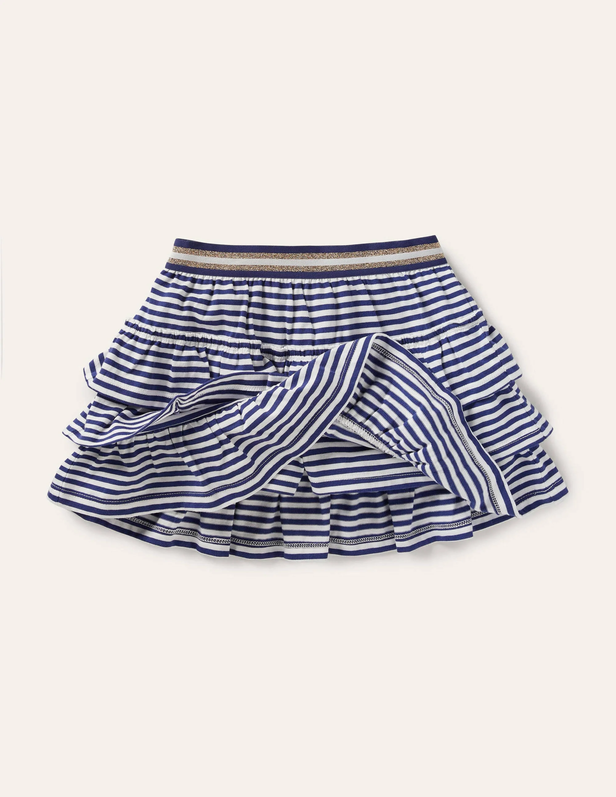 Jersey Ruffle Skort-Indigo Navy/ White - Image 4