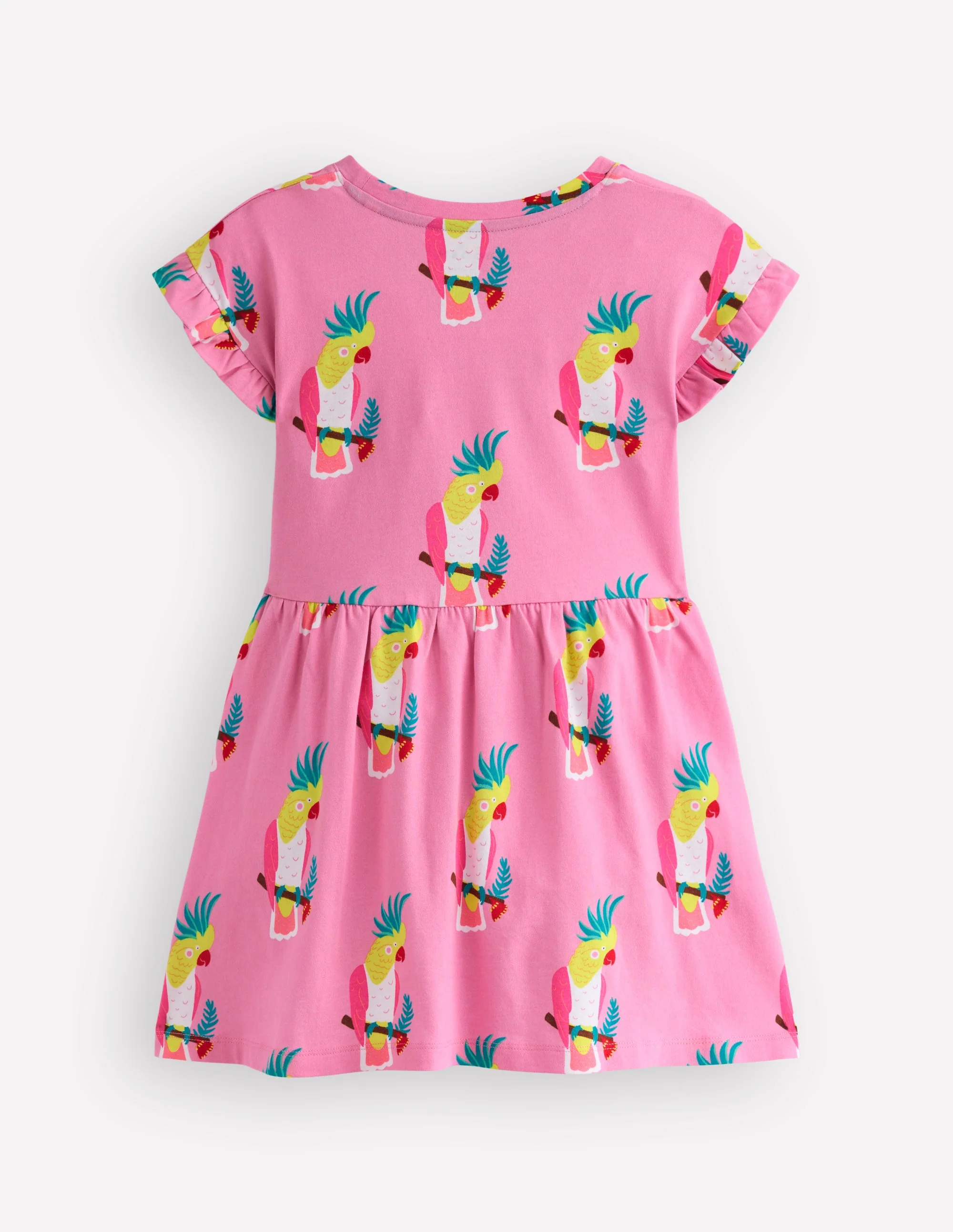Jersey T-Shirt Dress-Flamingo Pink Tropical Bird - Image 4