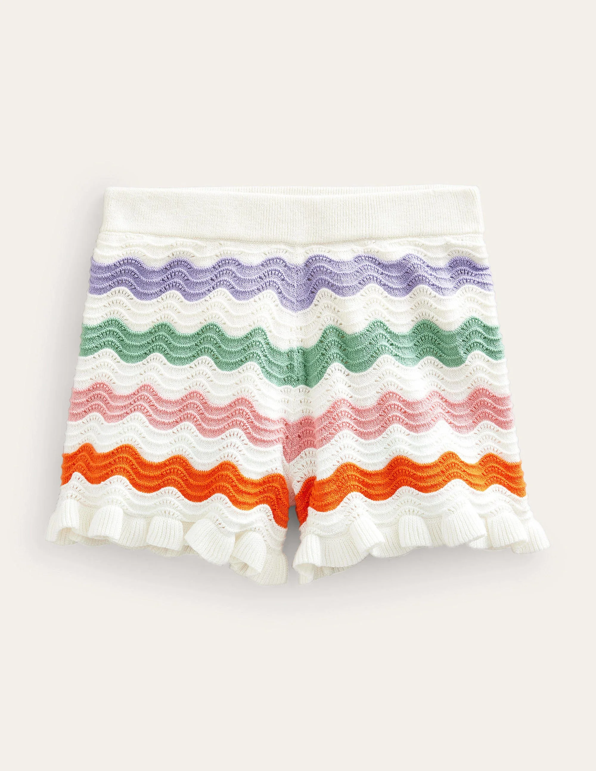 Knitted Frilled Shorts-Multi Rainbow