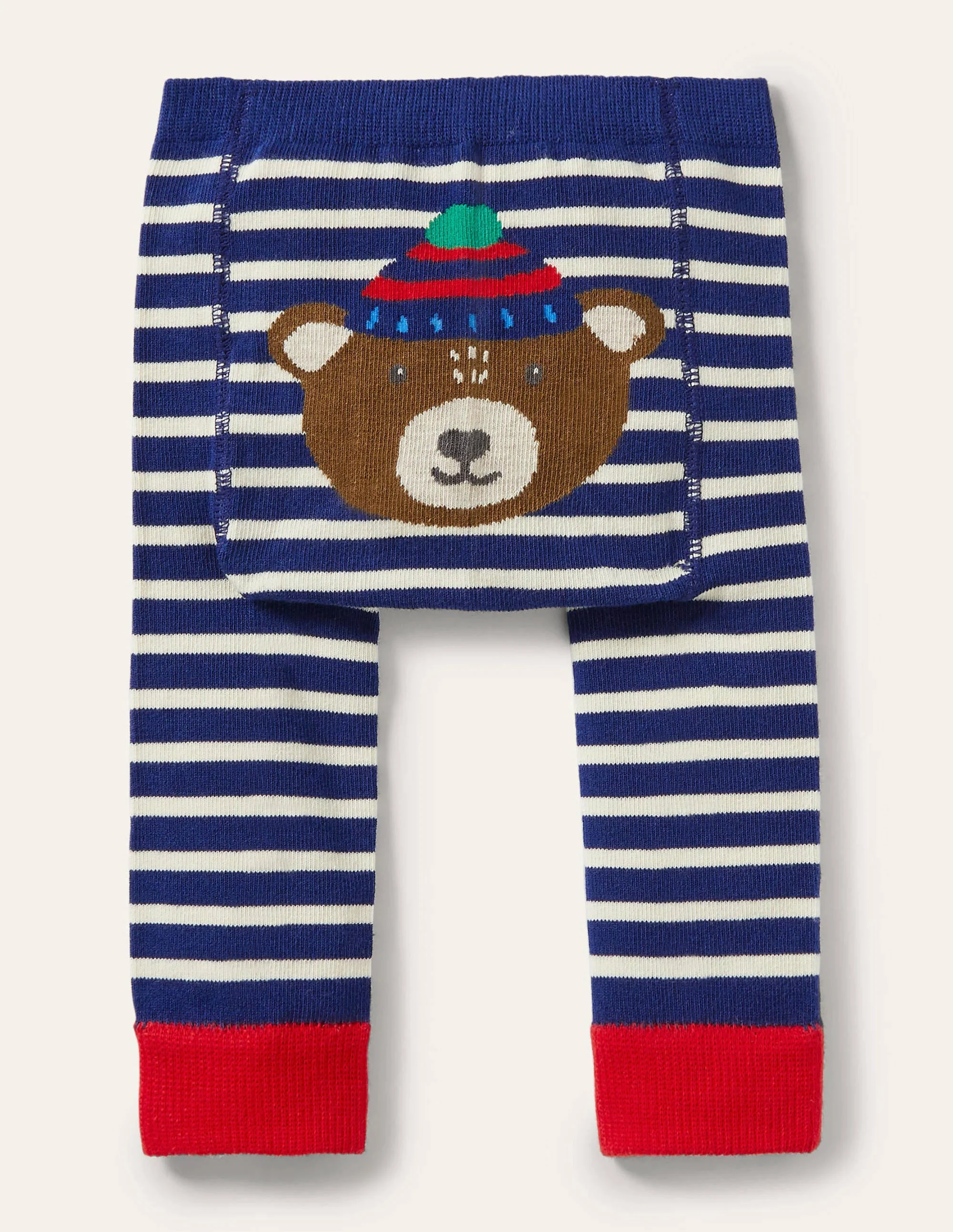 Knitted Leggings-College Navy Bear