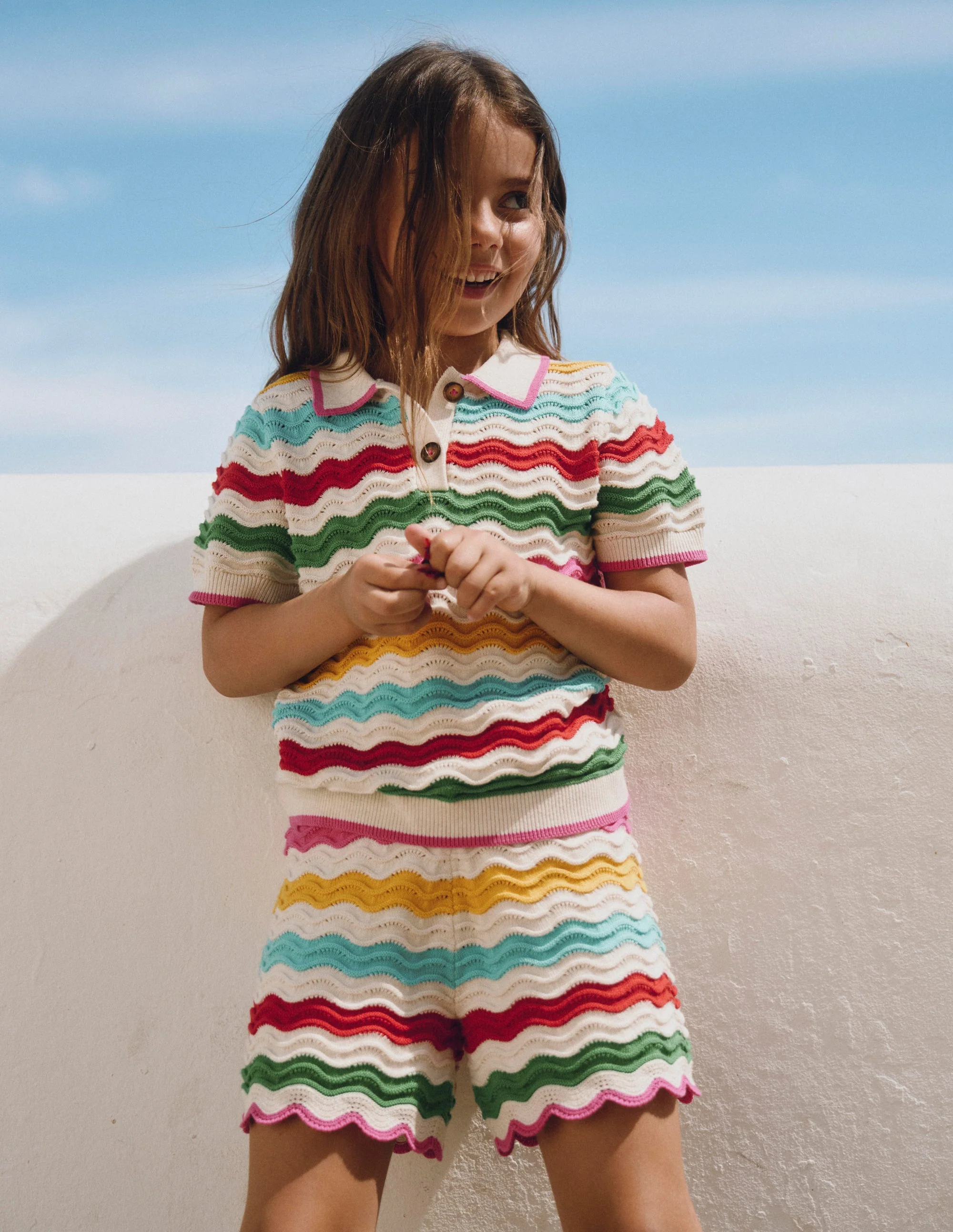Knitted Shorts-Ivory Multi Rainbow - Image 4