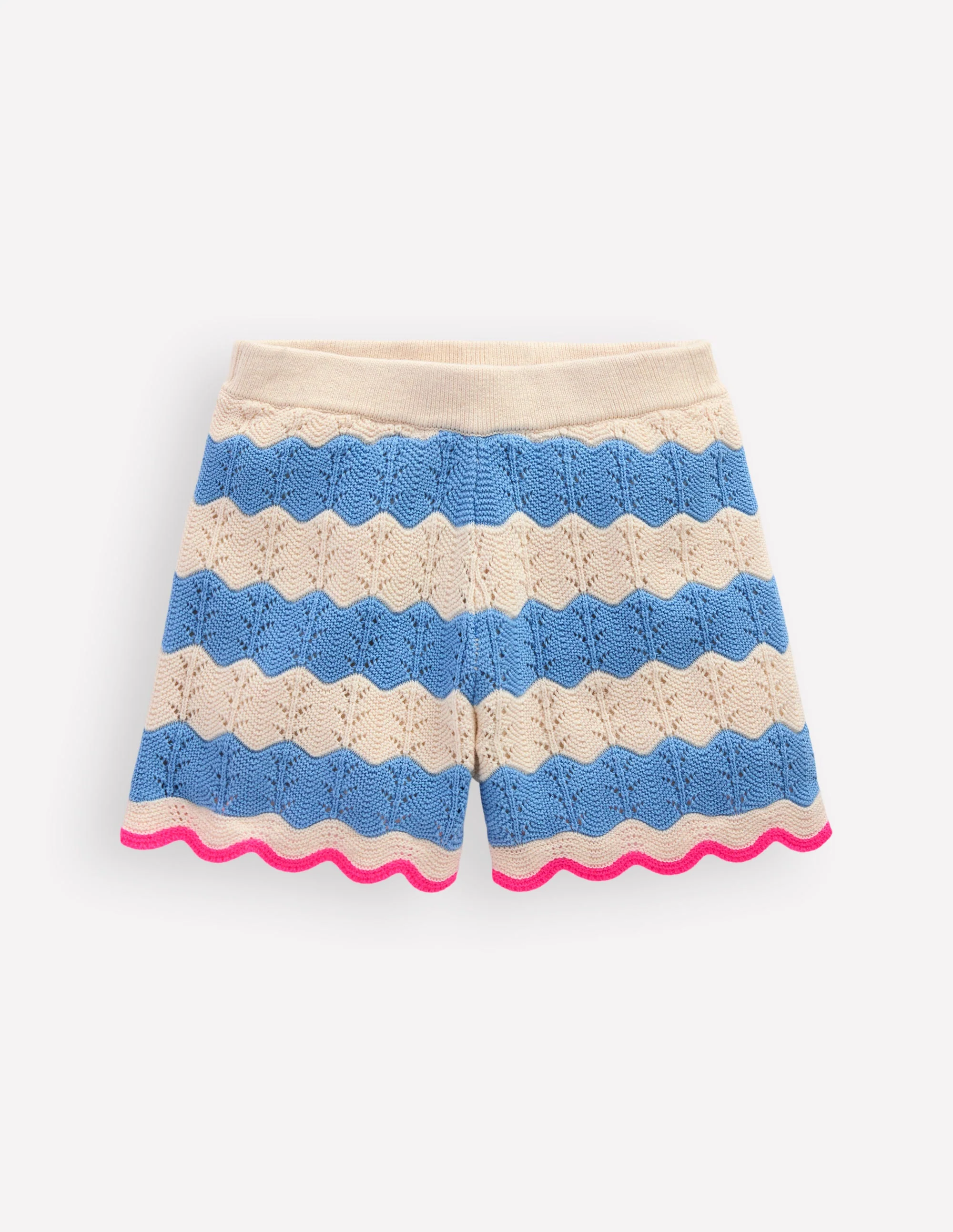 Knitted Shorts-Wave Blue/ Ecru Marl