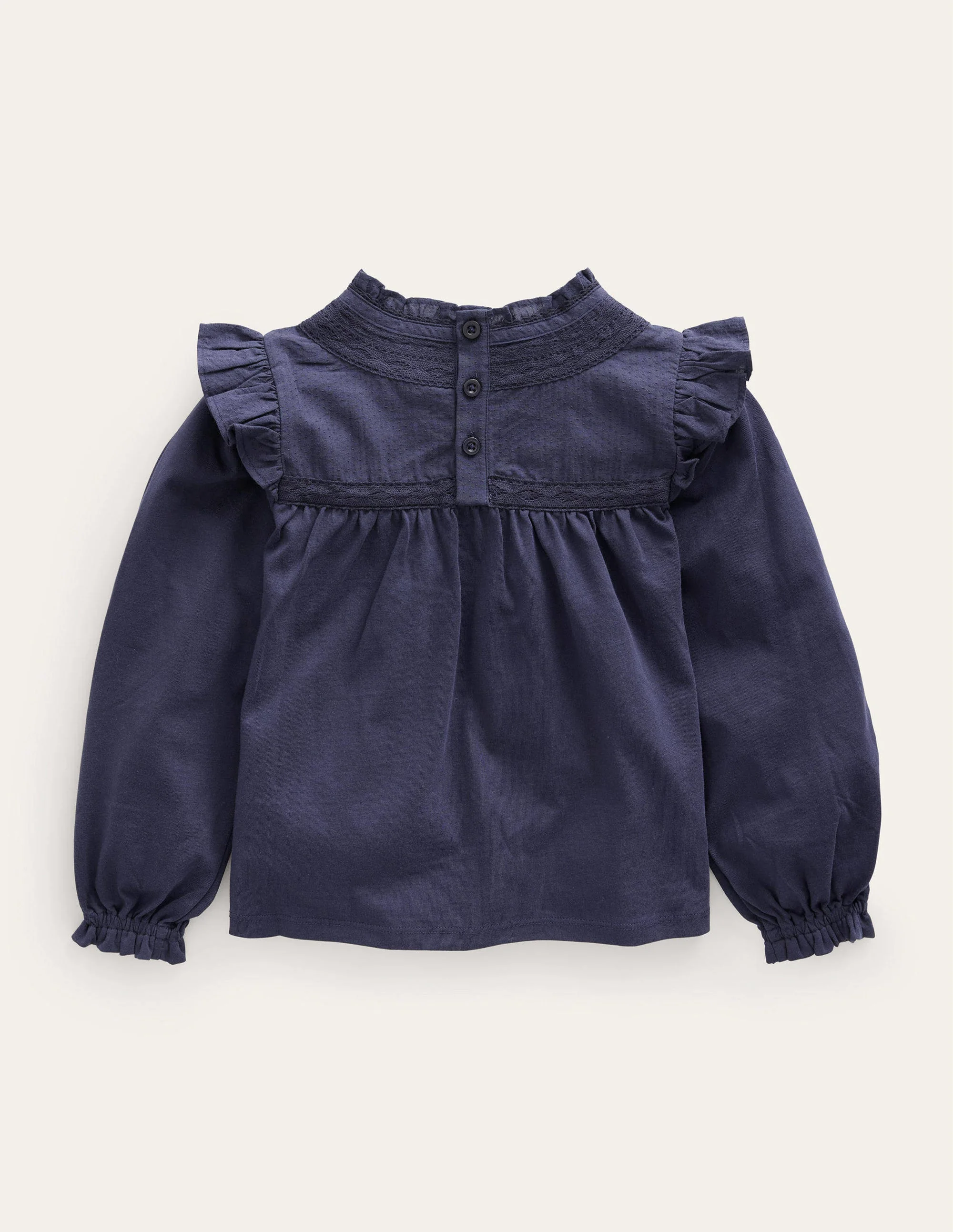 Lace Detail Jersey Top-Navy - Image 2