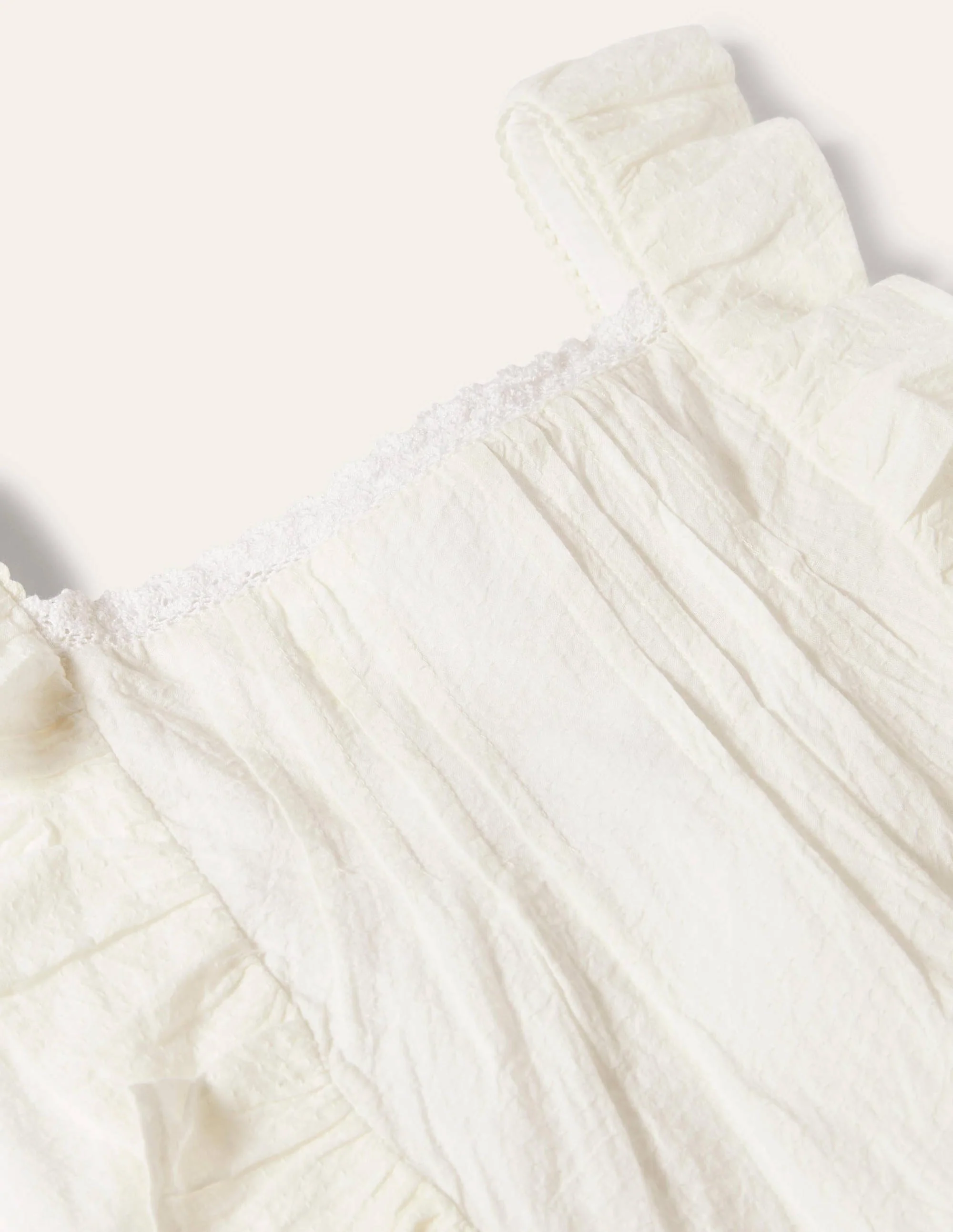 Lace Frill Woven Top-Ivory - Image 3