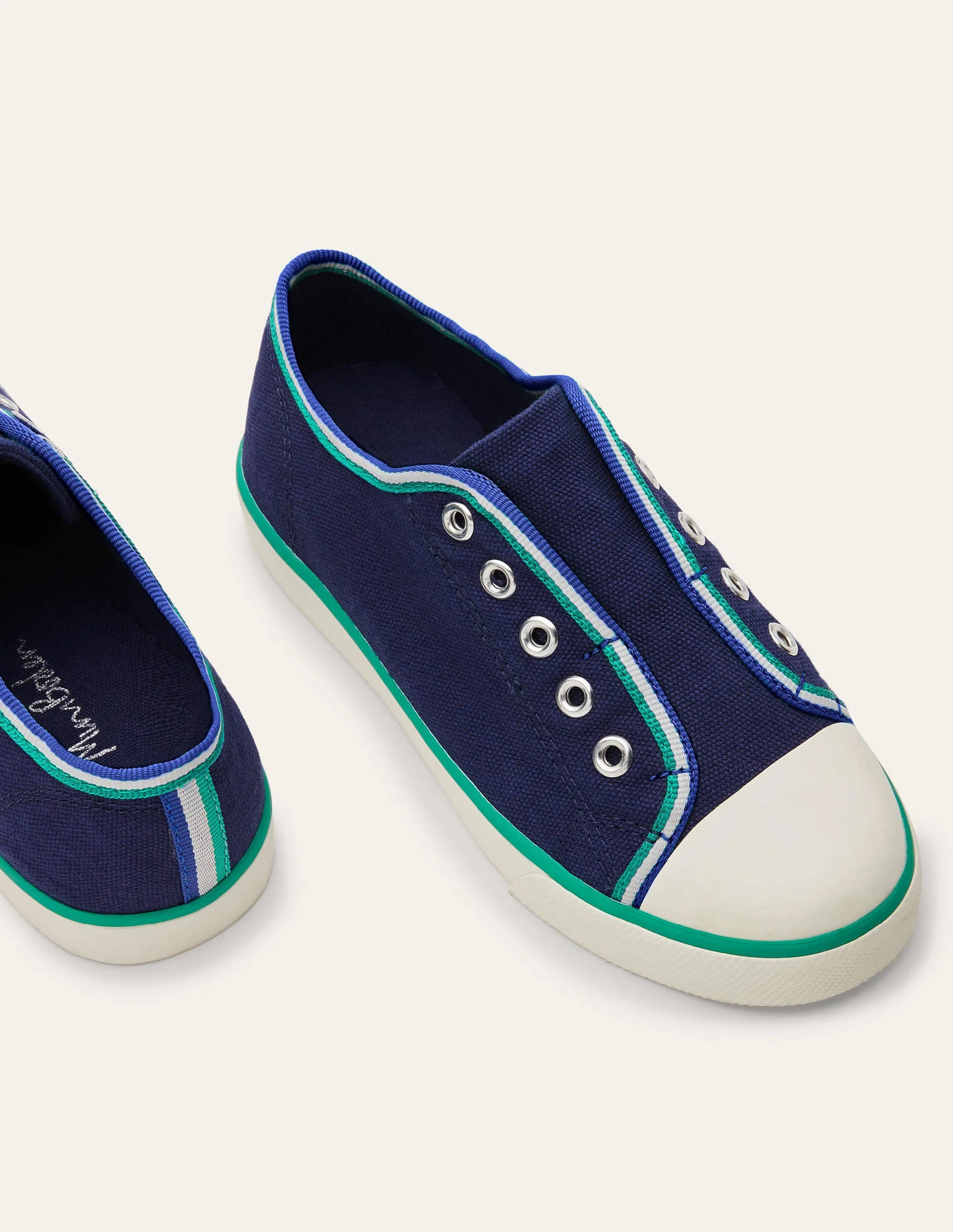 Laceless Canvas Plimsolls-College Navy