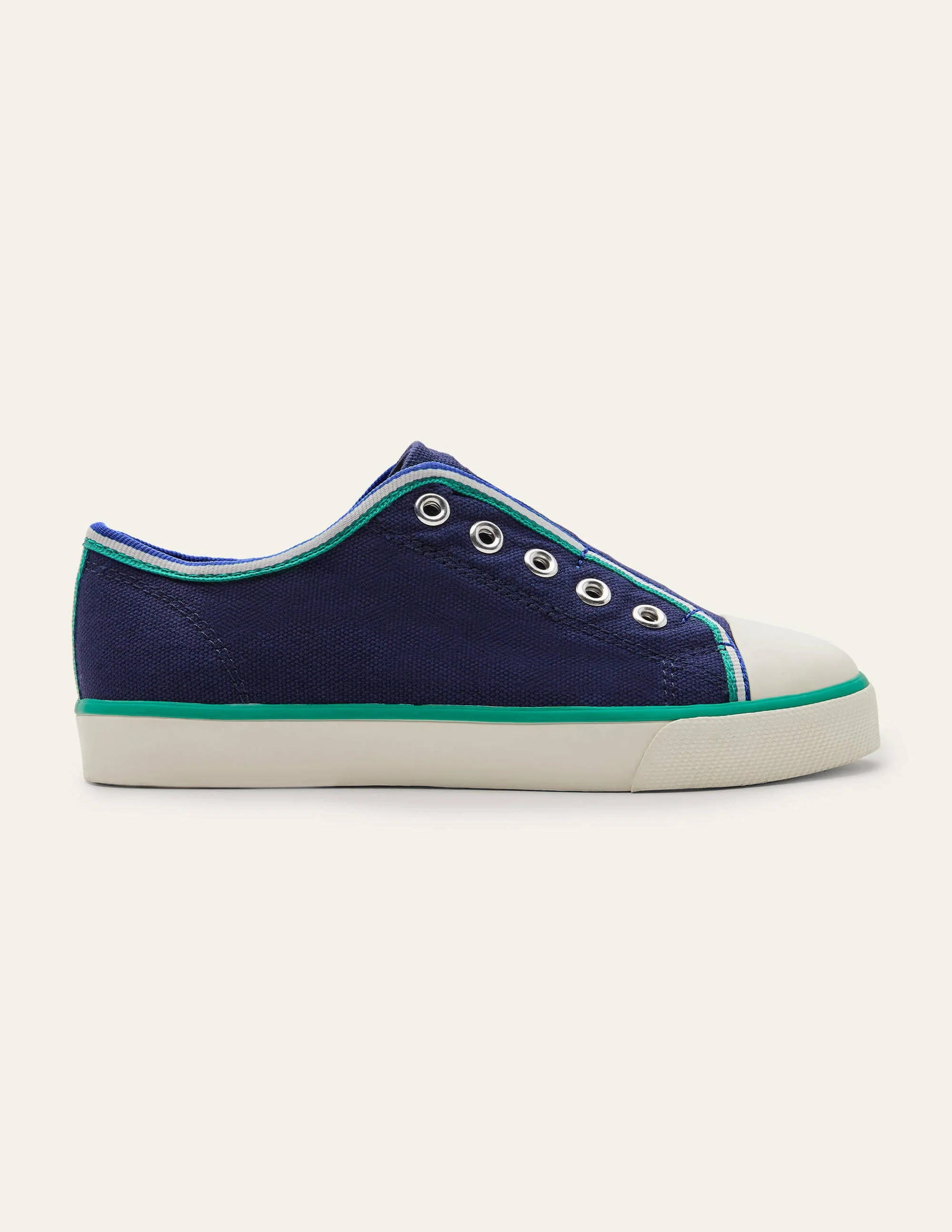 Laceless Canvas Plimsolls-College Navy - Image 2