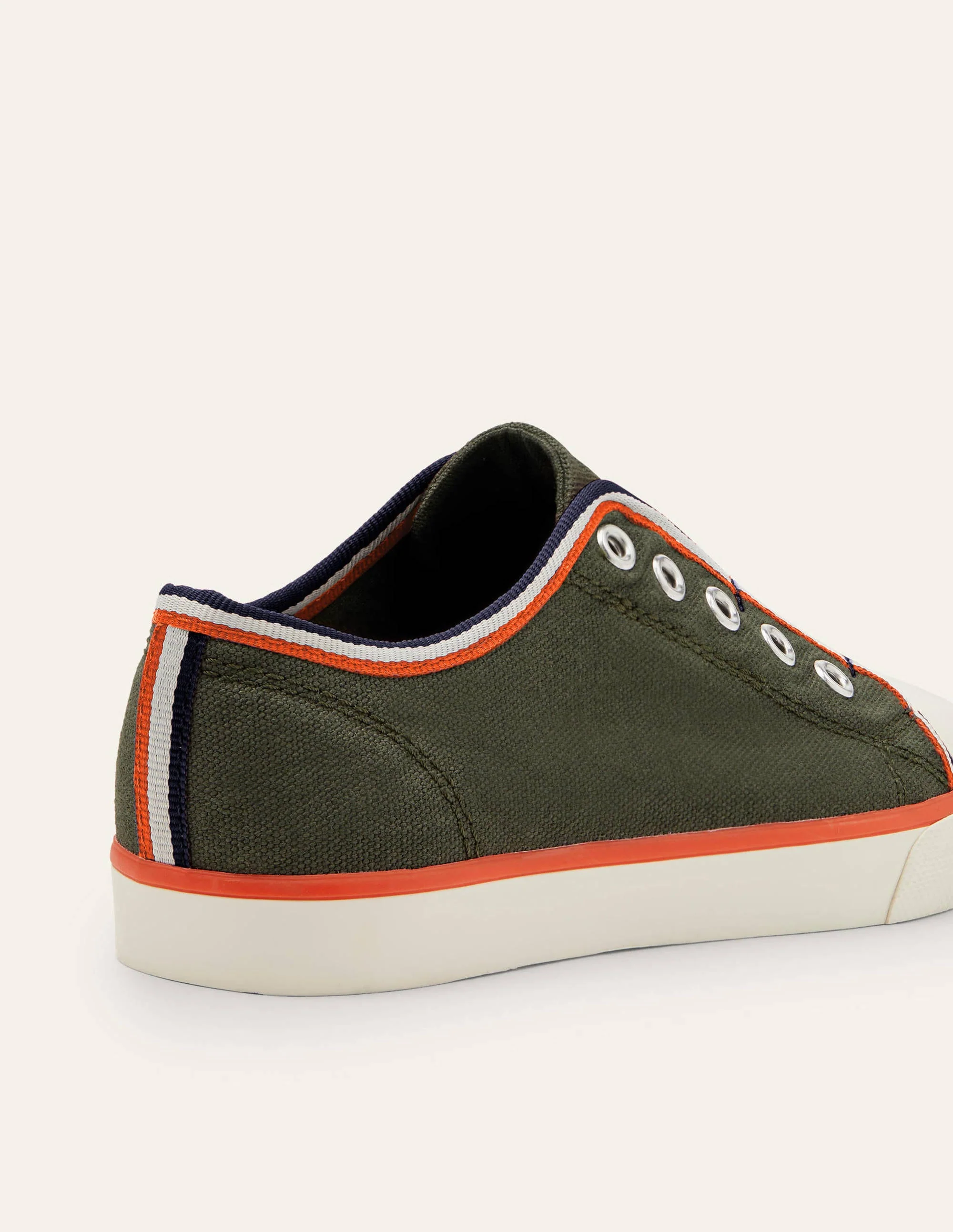 Laceless Canvas Plimsolls-Khaki - Image 3