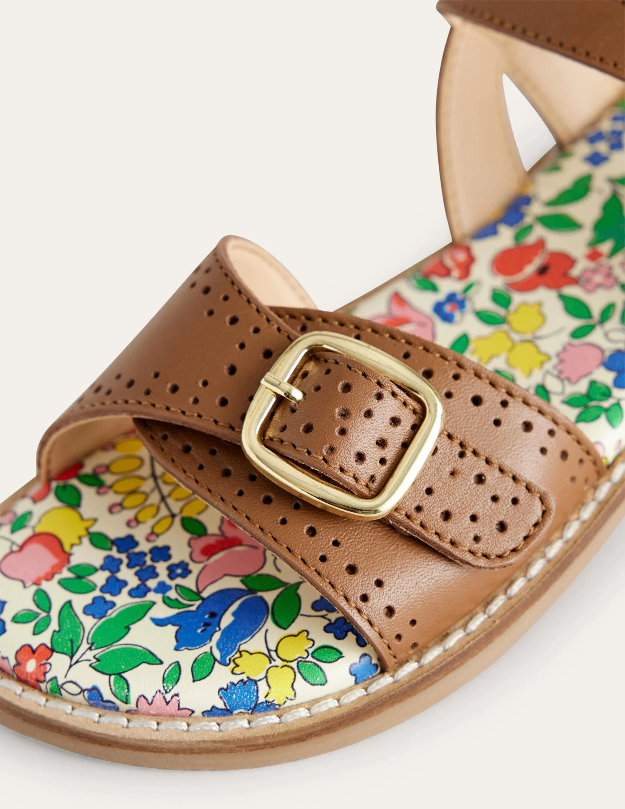 Leather Buckle Sandals-Tan - Image 3