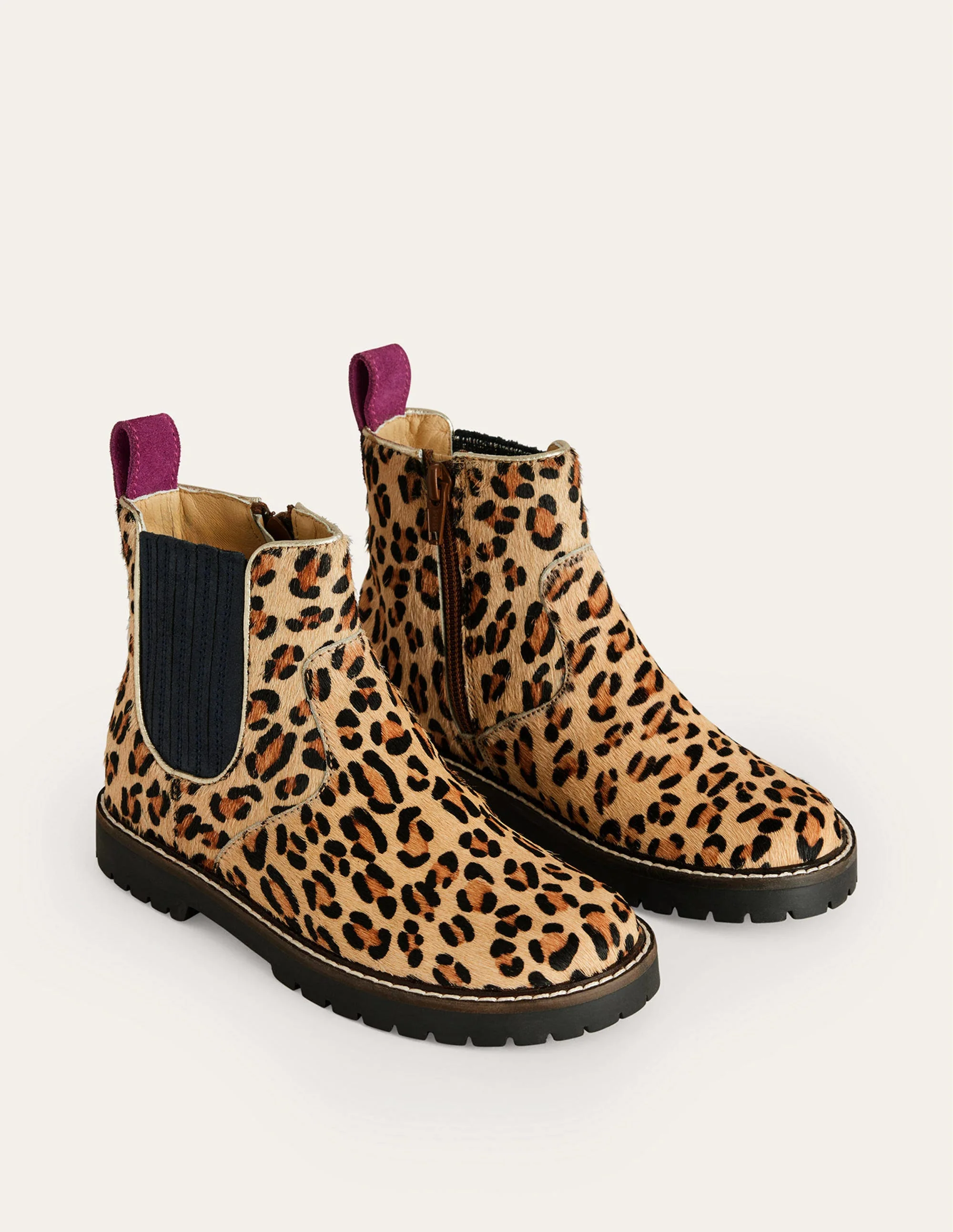 Leather Chelsea Boots-Leopard with Navy Trim - Image 2