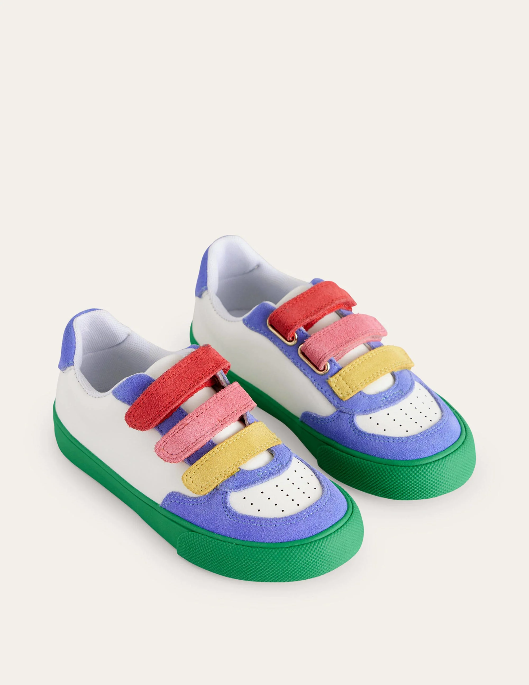 Leather Low Tops-Ivory Colourblock - Image 2