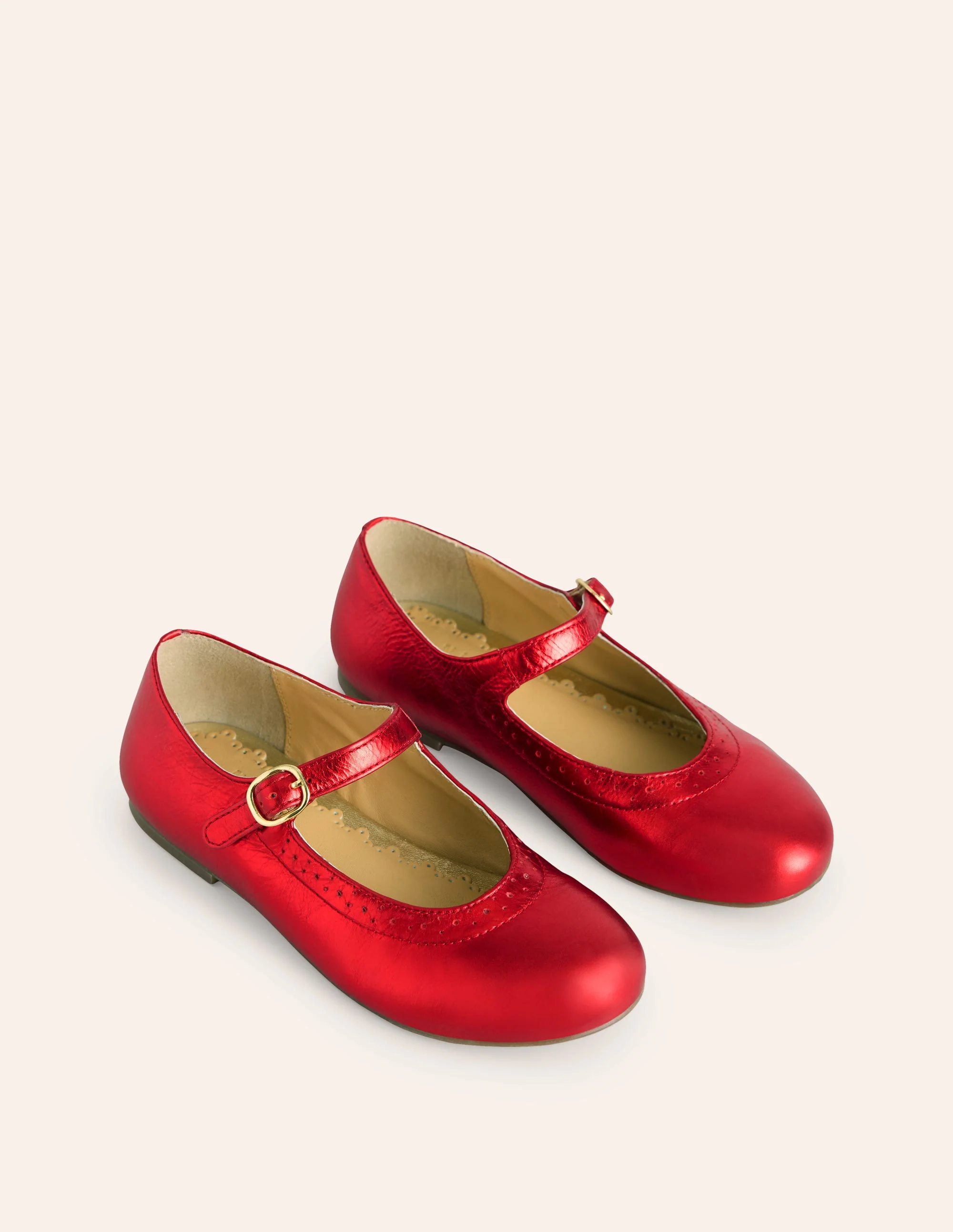 Leather Mary Janes-Red Metallic - Image 2