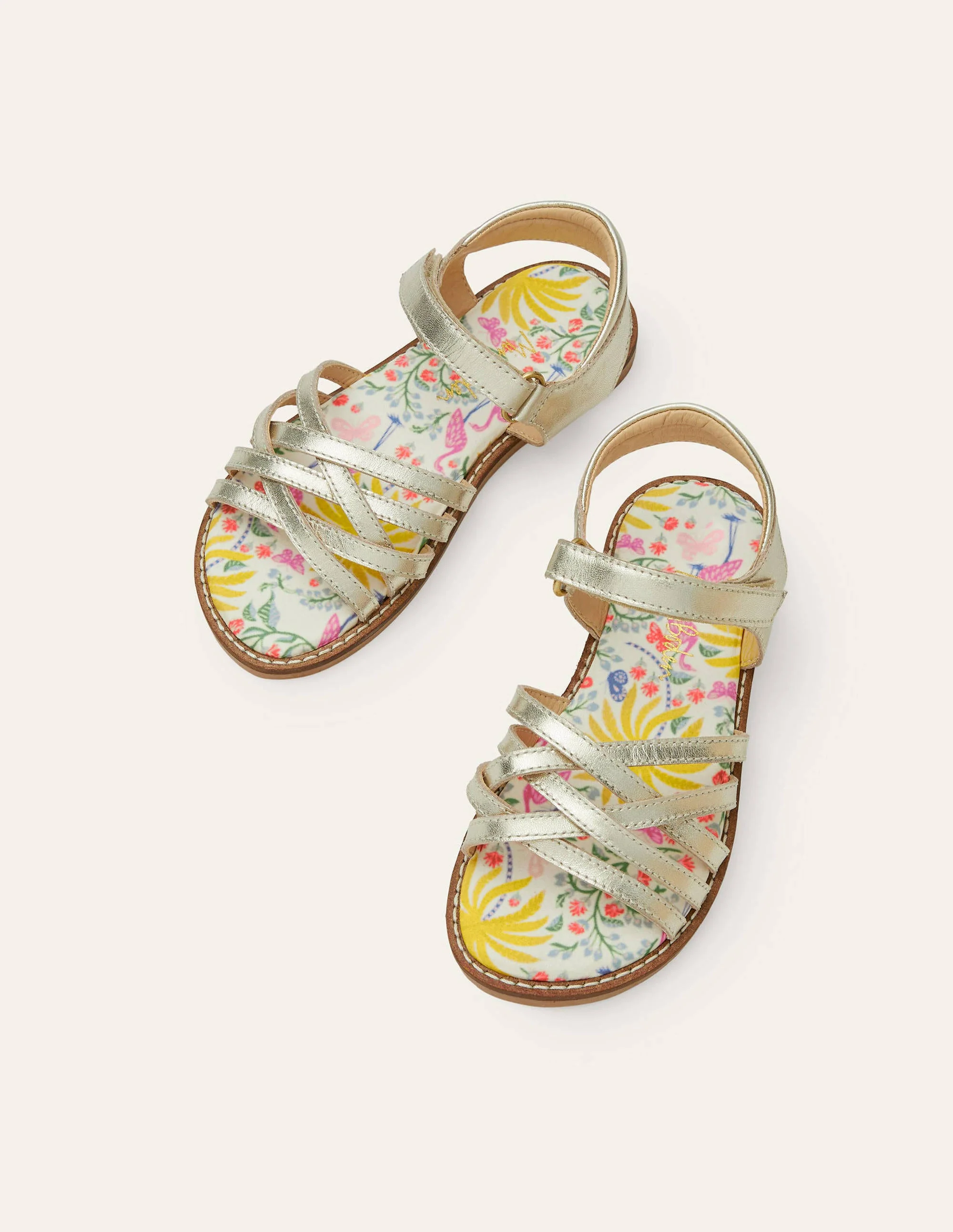 Leather Padded Sandals-Gold