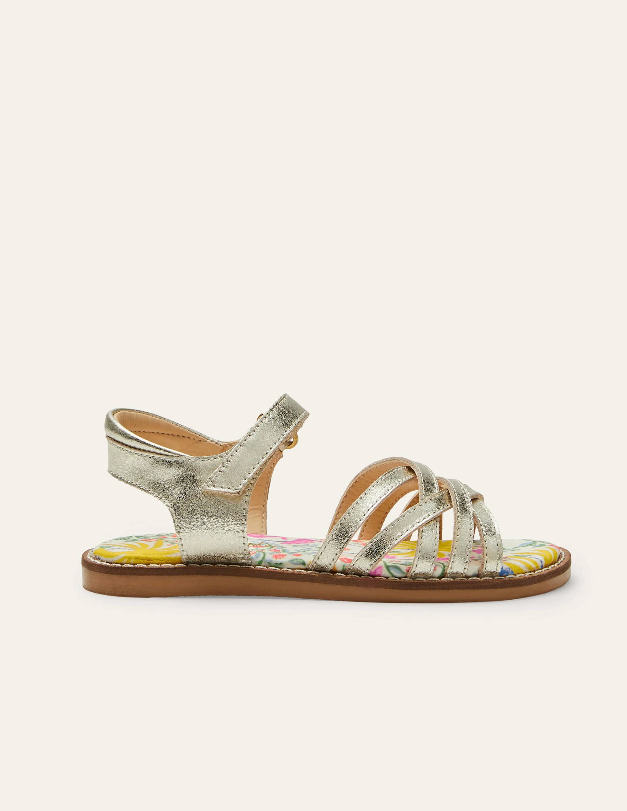 Leather Padded Sandals-Gold - Image 3