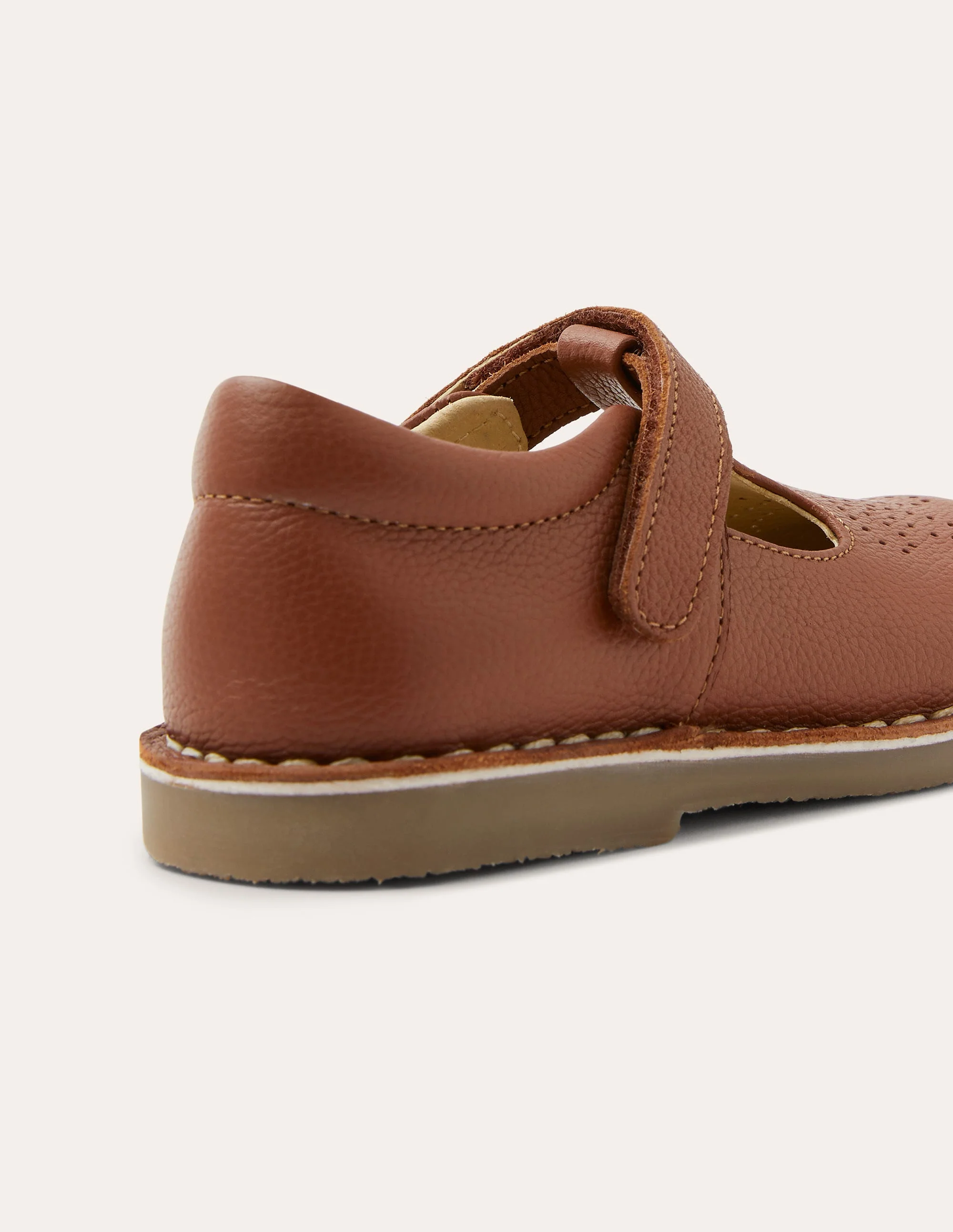 Leather T-bar Flats-Tan - Image 2