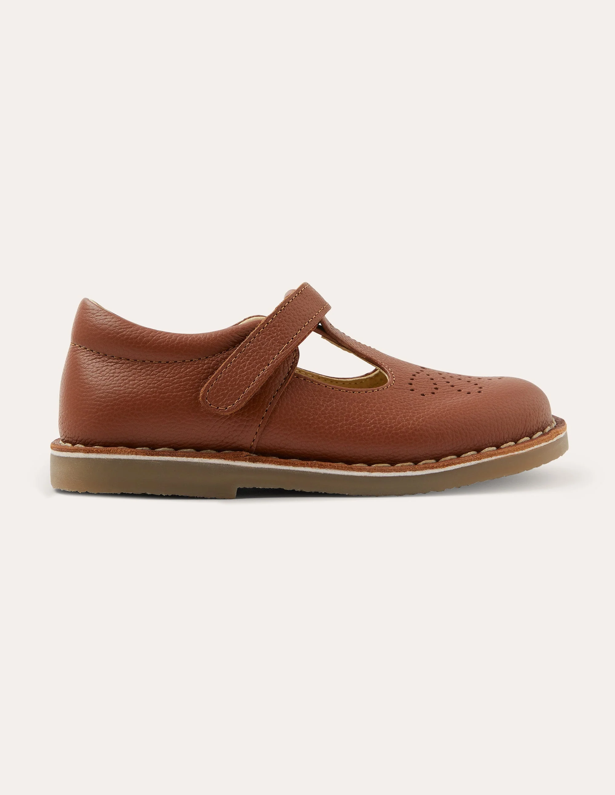 Leather T-bar Flats-Tan - Image 3