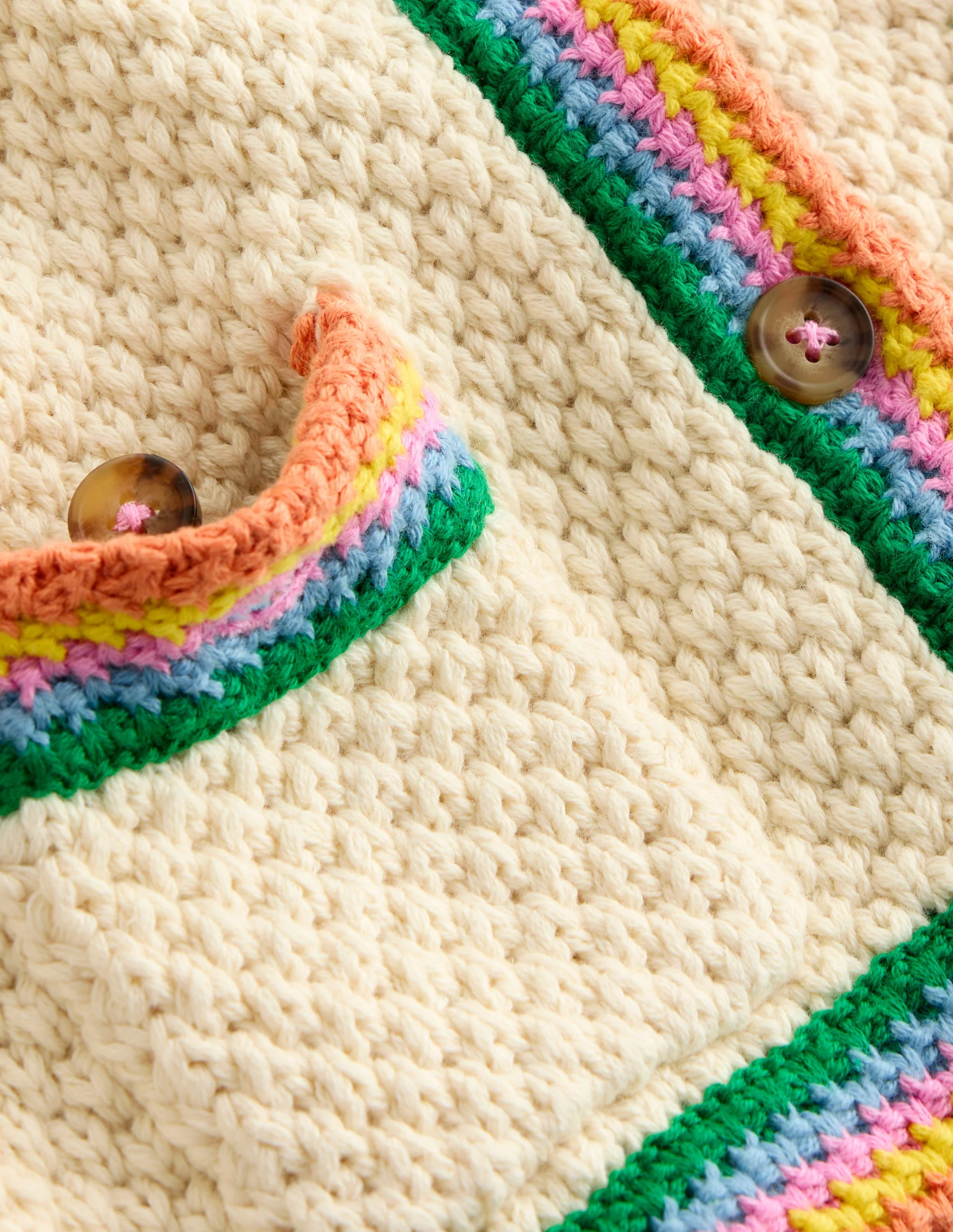 Libby Cotton Knitted Jacket-Ivory Rainbow - Image 3