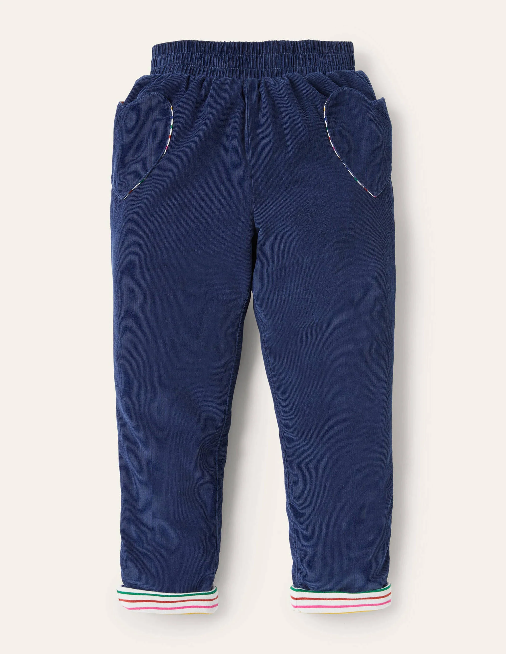 Lined Pull-on Cord Pants-College Navy