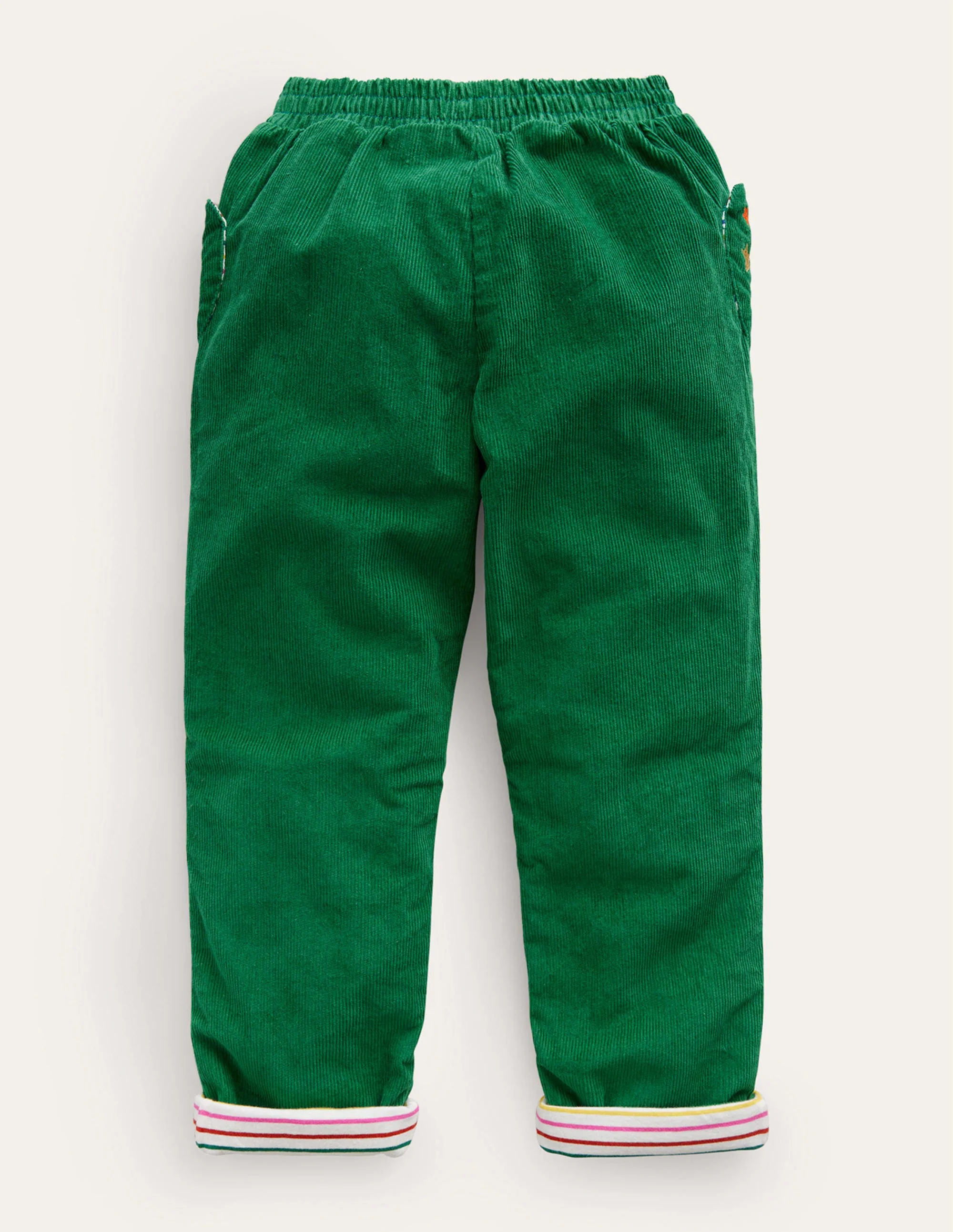 Lined Pull-on Cord Pants-Deep Green - Image 2