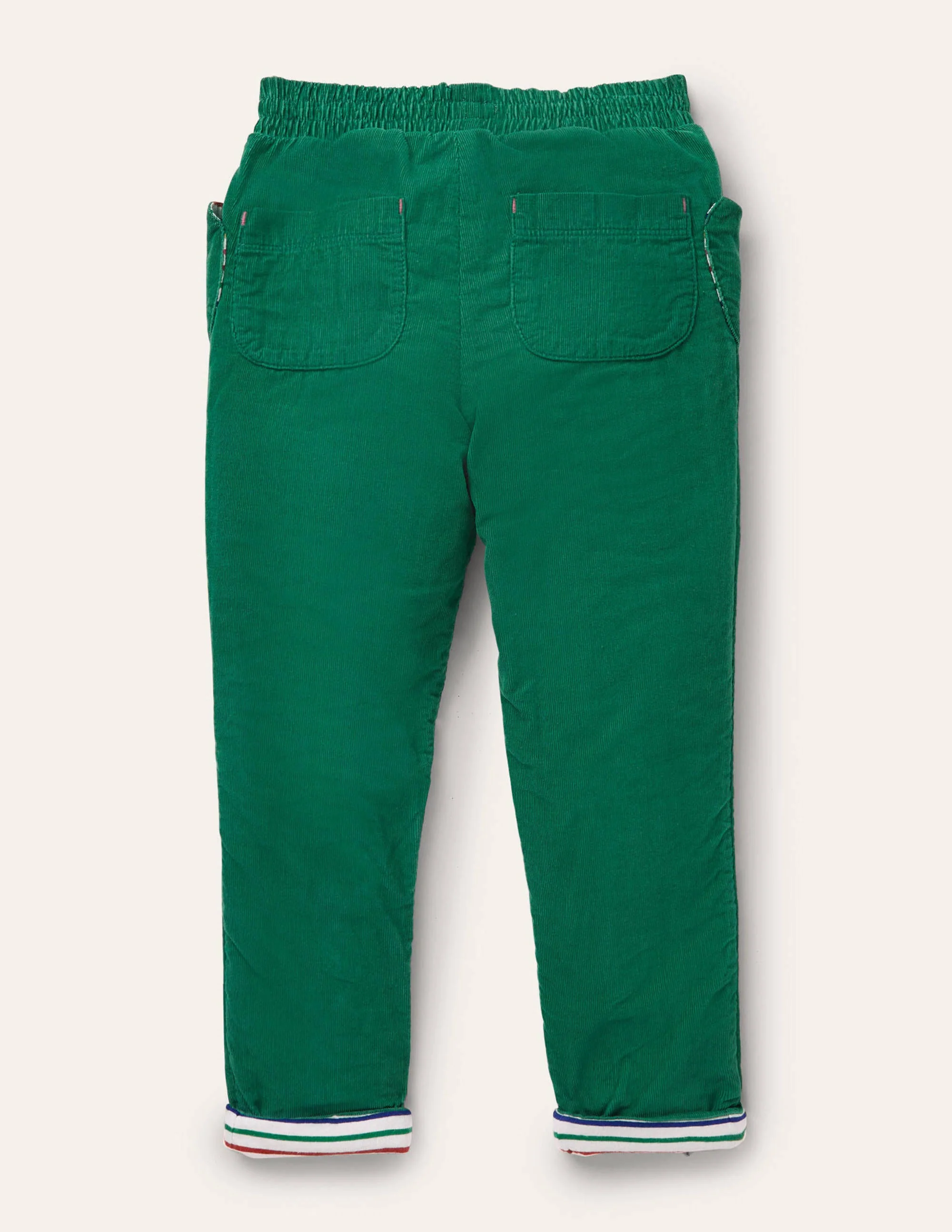 Lined Pull-on Cord Pants-Forest Green - Image 2
