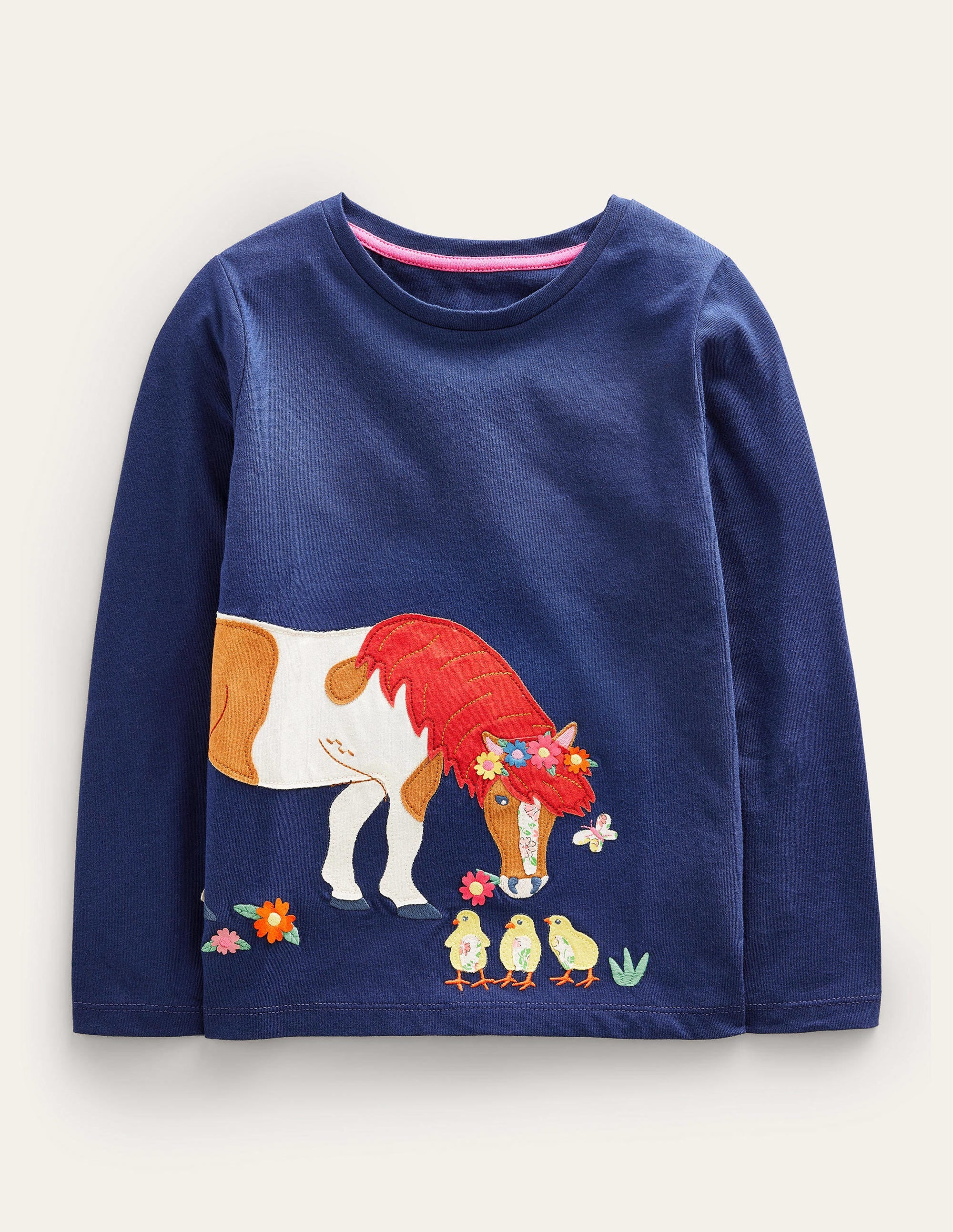 Long Sleeve Appliqué Top-Starboard Blue Horse